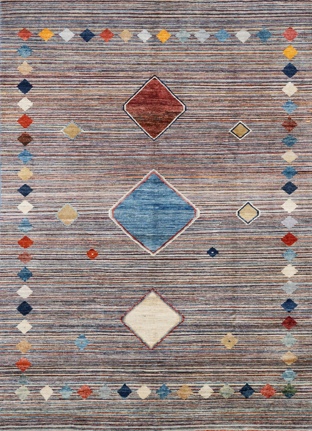 7x10 Multicolor Gabbeh Rug - Afghan Wool Tribal Rug