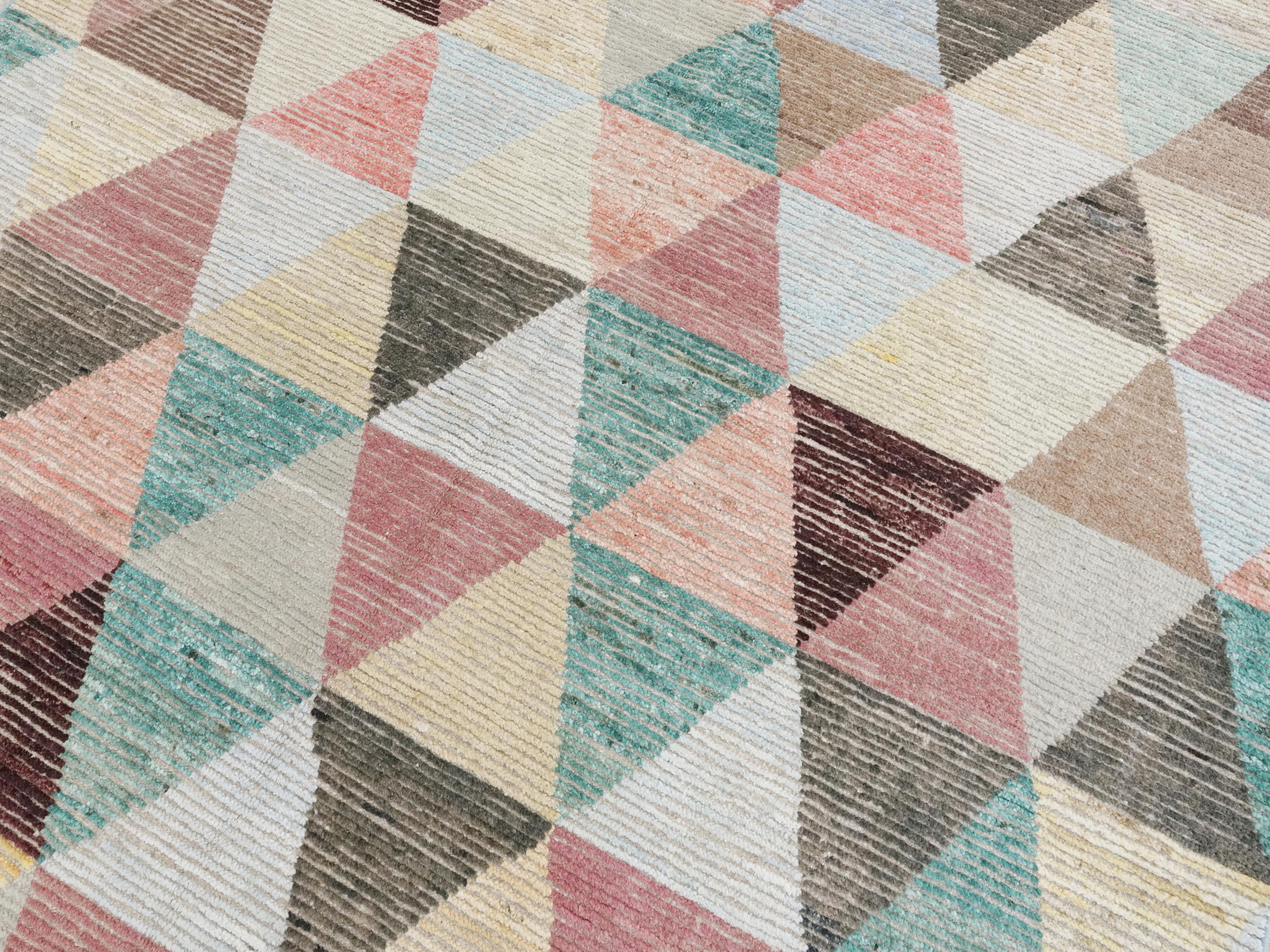 7x10 Ft Colorful Moroccan Wool Rug - Hand Knotted Afghan Rug