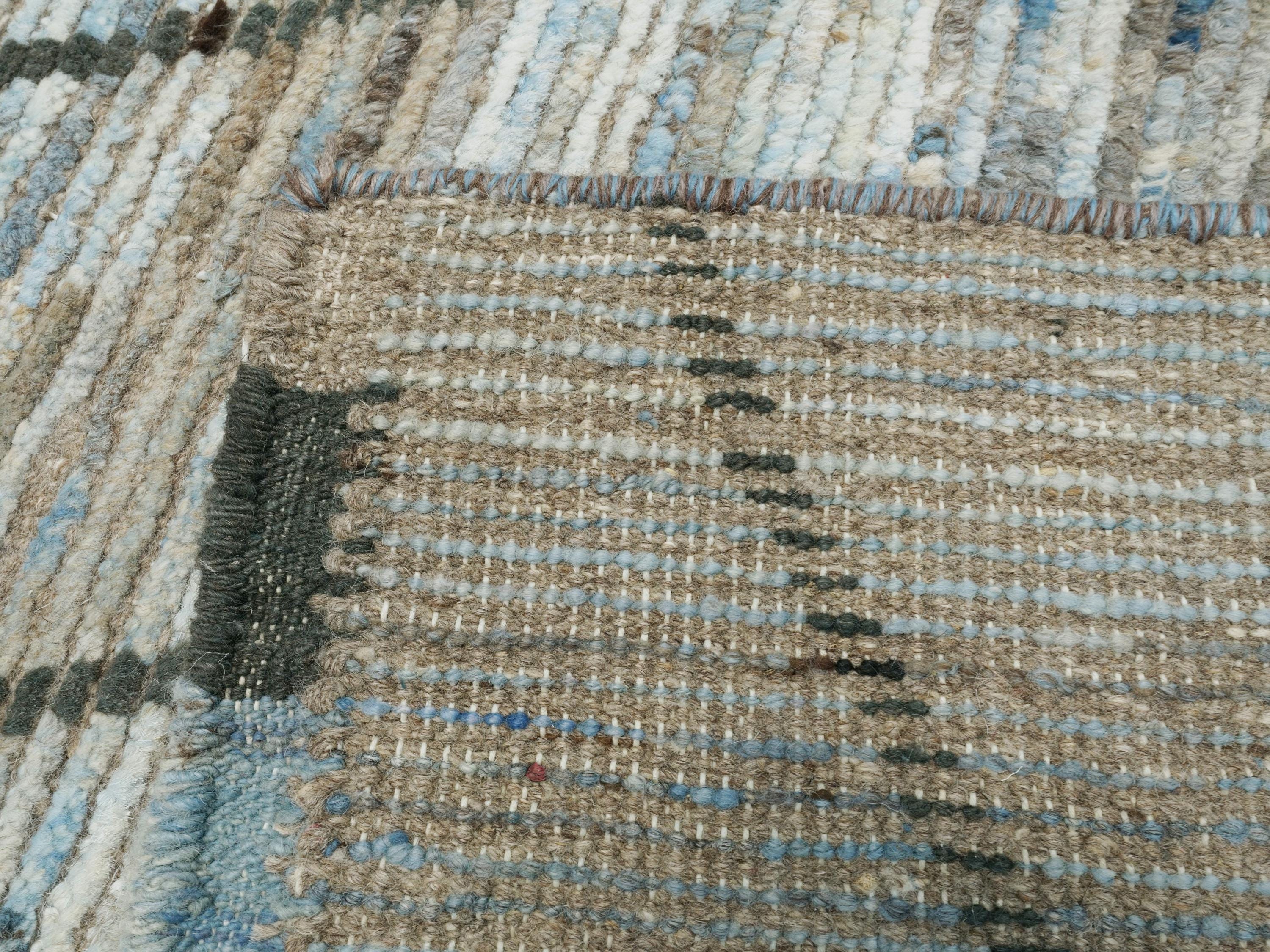 3x5 Ft Blue Moroccan Rug - Hand Knotted Area Rug