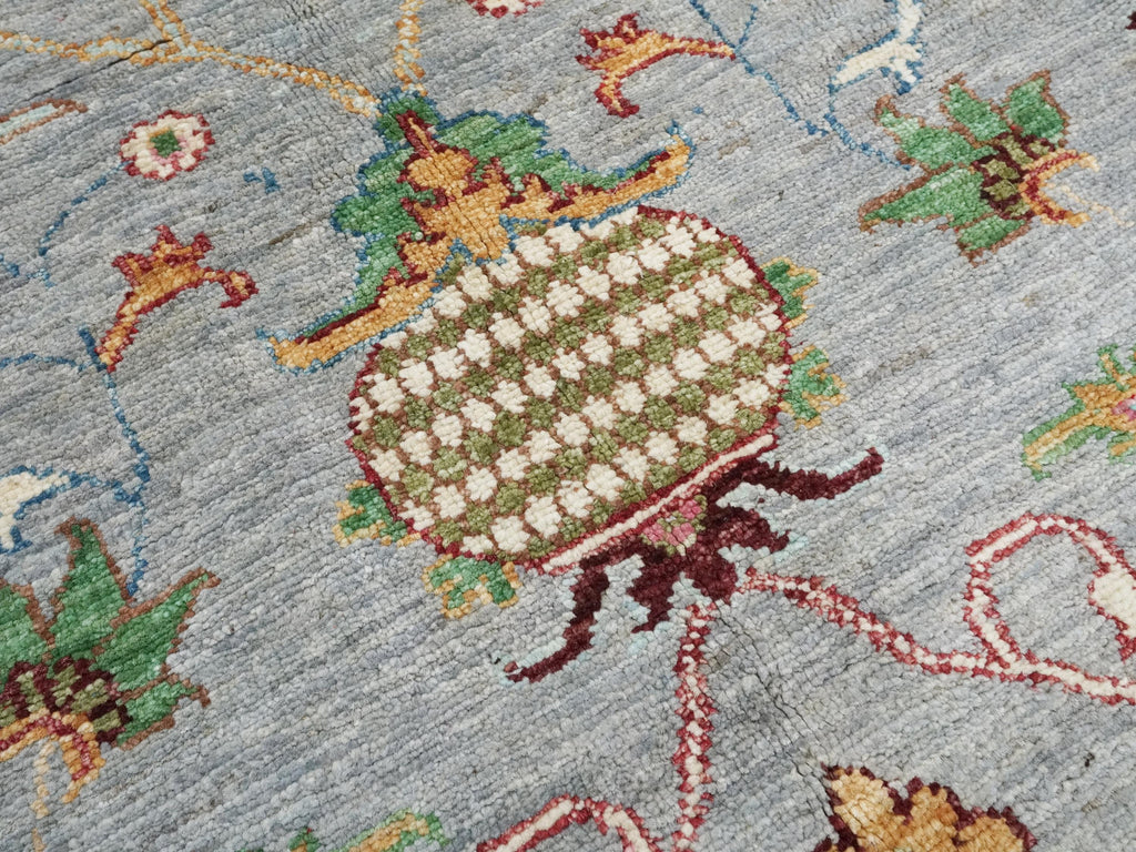 6x8 Ft Gray Wool Serapi Rug - Hand Knotted Floral Oriental Area Rug