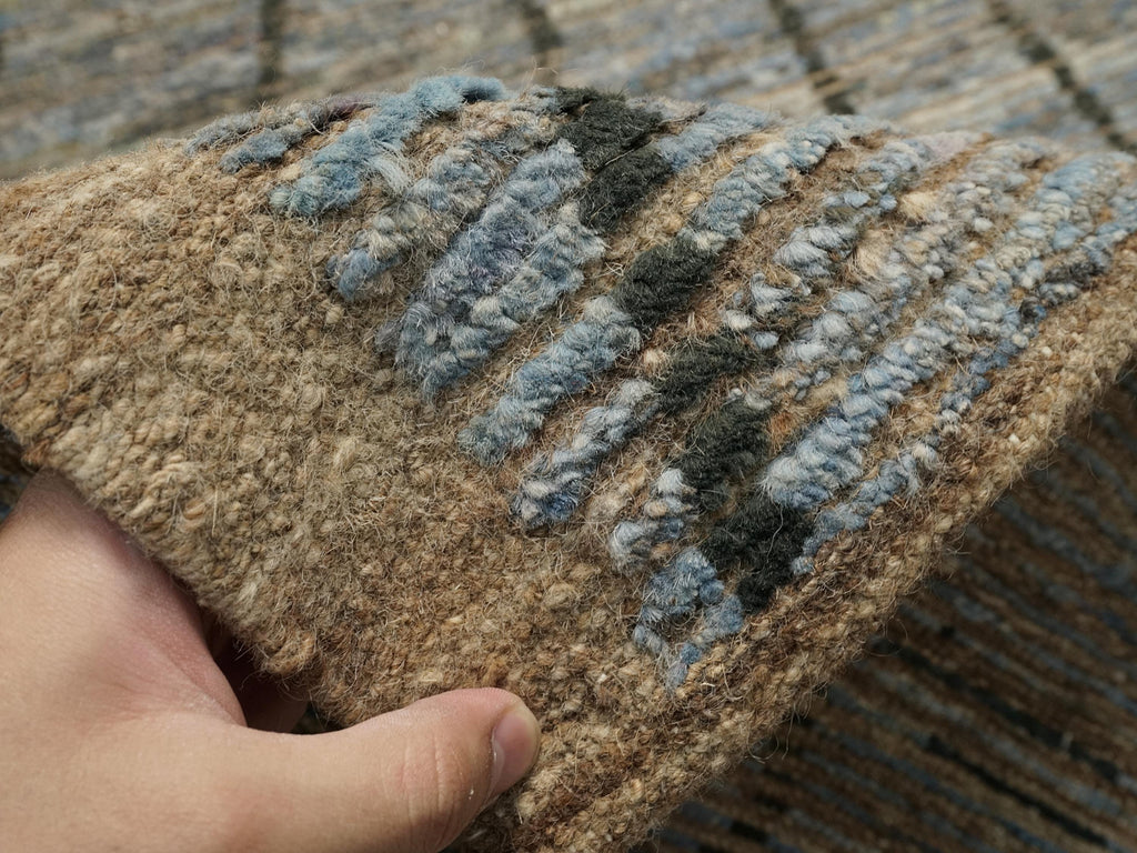 10 Ft Blue Moroccan Runner Rug - Afghan Handmade Wool Rug