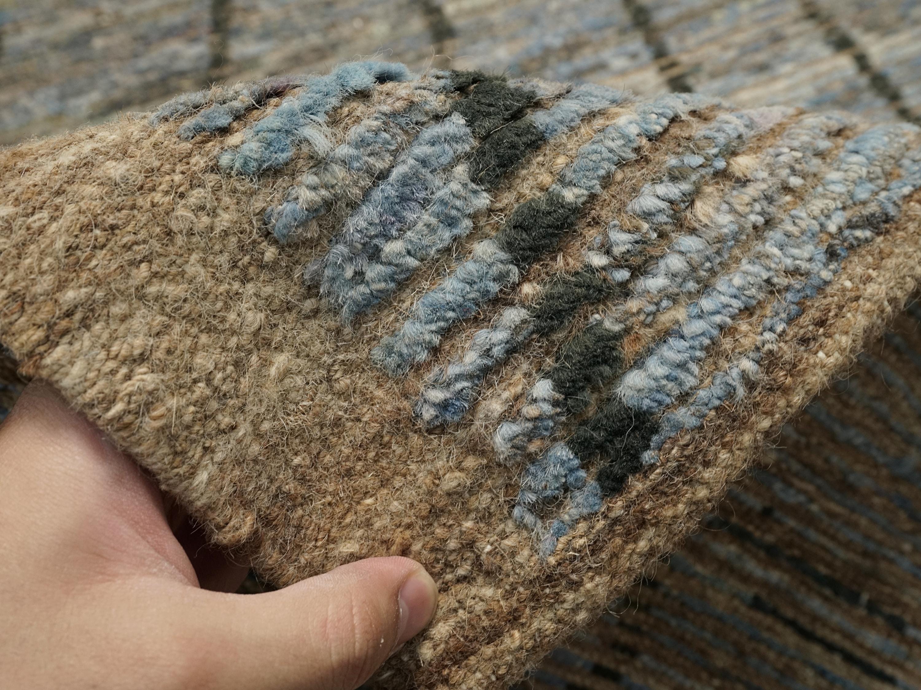 10 Ft Blue Moroccan Runner Rug - Afghan Handmade Wool Rug