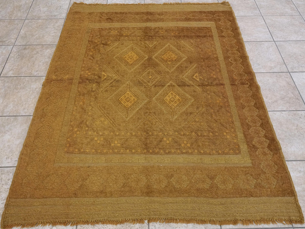 5x6 Ft Vintage Orange Tribal Kilim Rug - Hand-Knotted Afghan Wool