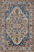 4x6 Ft Blue & Orange Serapi Rug - Hand Knotted Oriental Rug