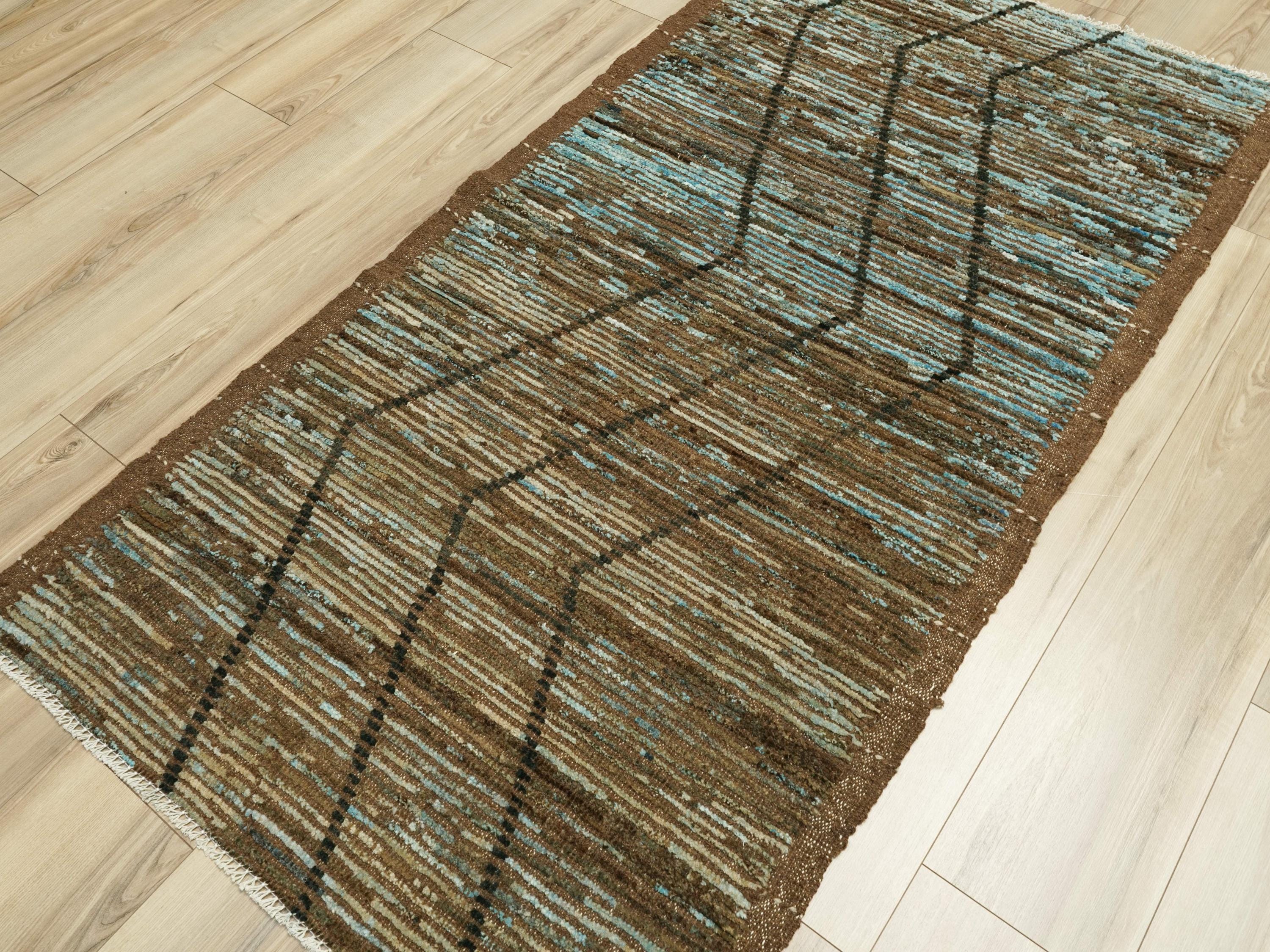 3x6 Ft Hand Knotted Brown Moroccan Rug - Afghan Wool Rug