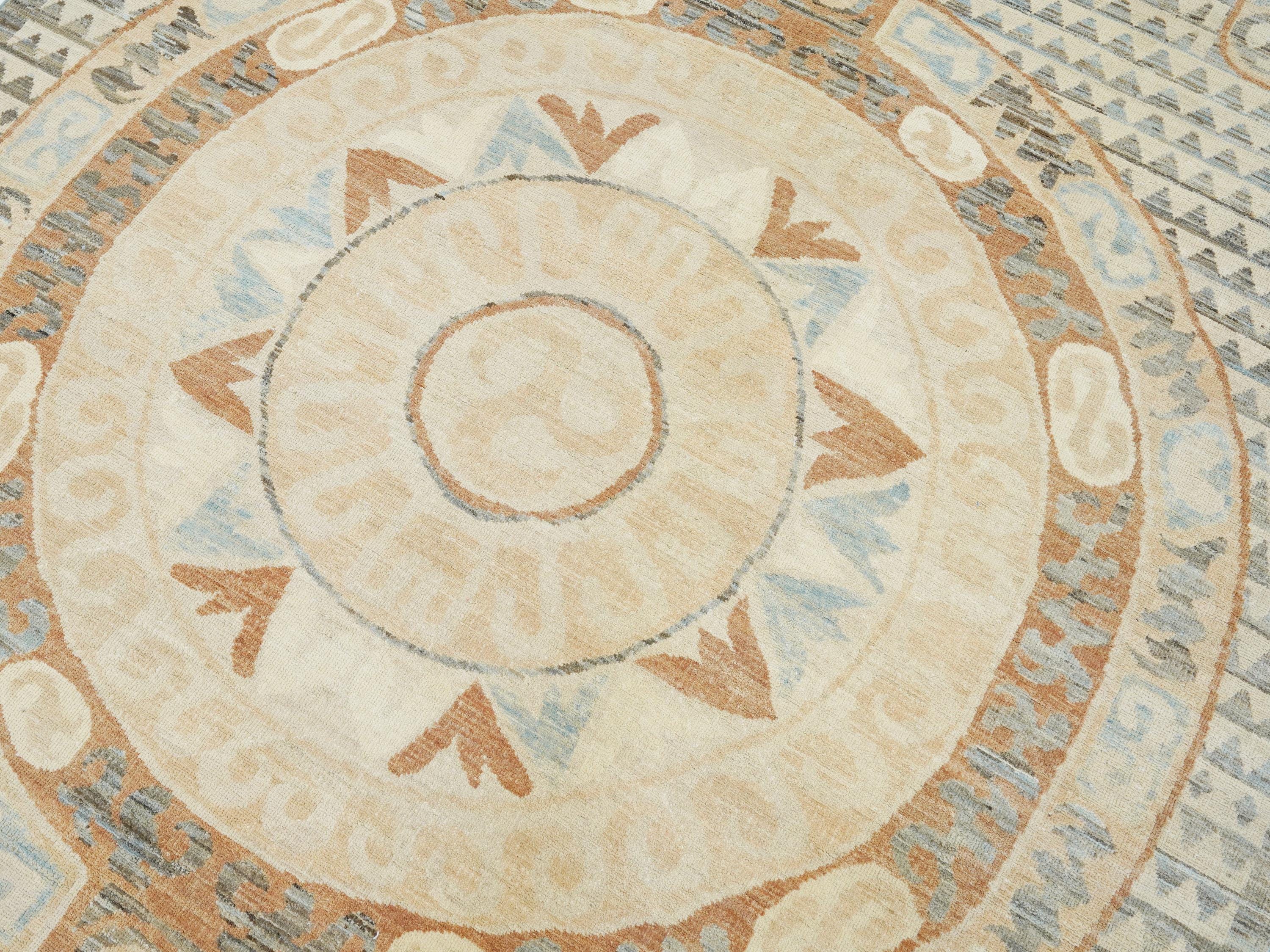 6x9 Ft Antique Tibetan Rug - Beige & Brown Chinese Design
