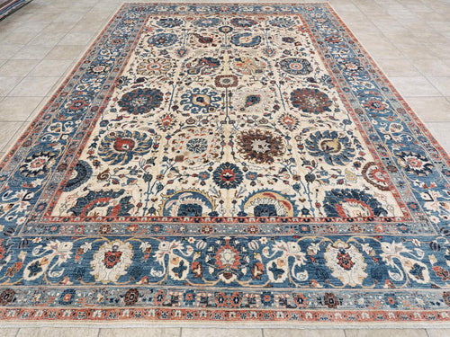 10x14 Ft White & Blue Bidjar Rug - Hand Knotted Oriental Area Rug
