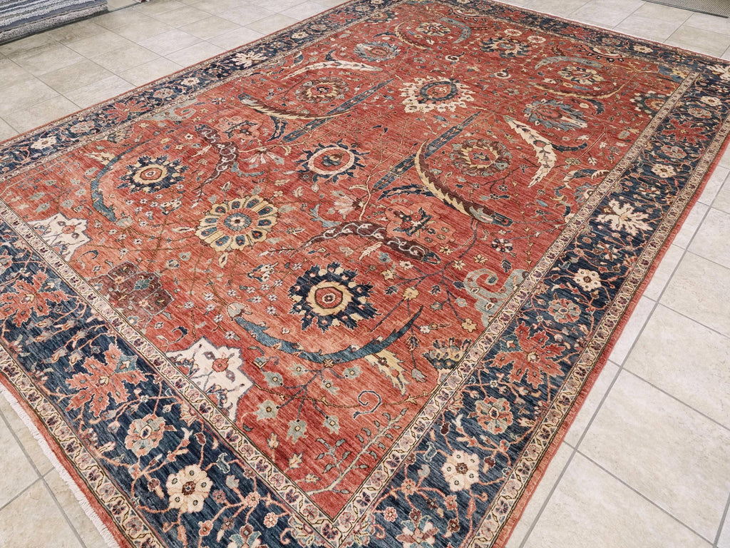 9x13 Ft Hand Knotted Serapi Rug – Red Oriental Ghazni Wool Rug