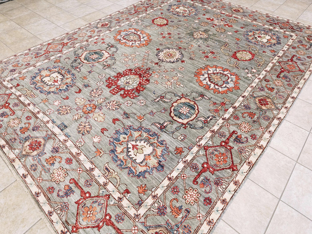 9x12 Ft Gray Serapi Rug - Hand Knotted Afghan Oriental Rug