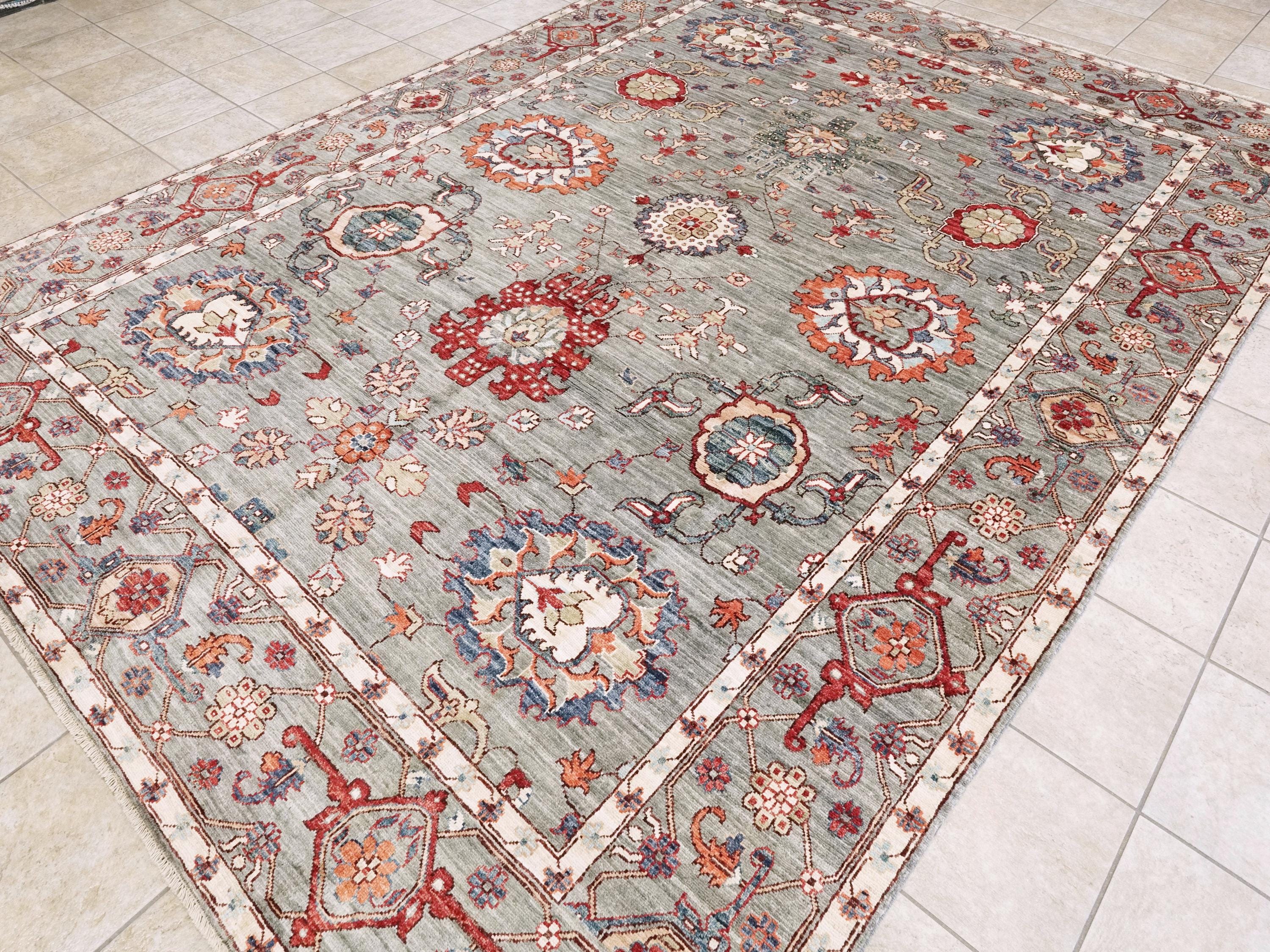 9x12 Ft Gray Serapi Rug - Hand Knotted Afghan Oriental Rug