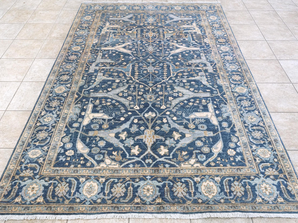 6x9 FT Hand Knotted Blue Serapi Wool Rug - Oriental Area Rug