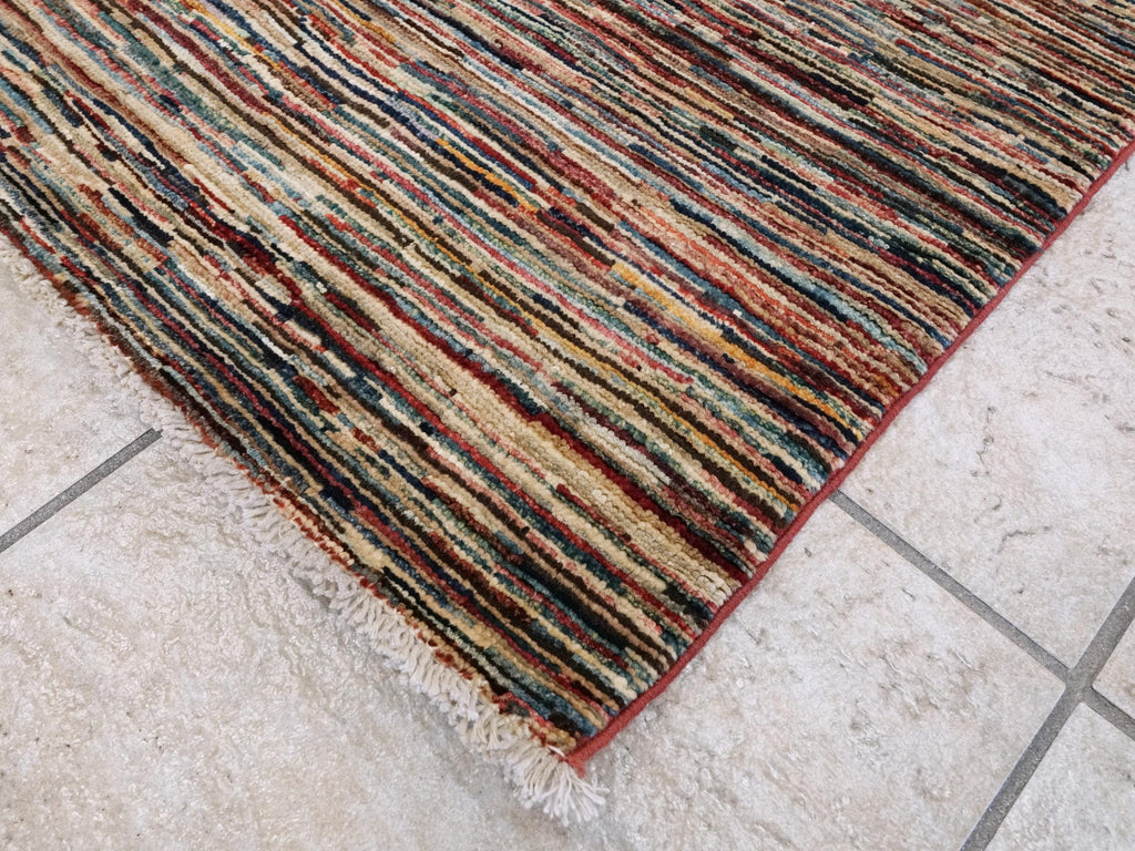 6x9 Ft Multicolor Gabbeh Rug - Afghan Wool Area Rug - Plain Design