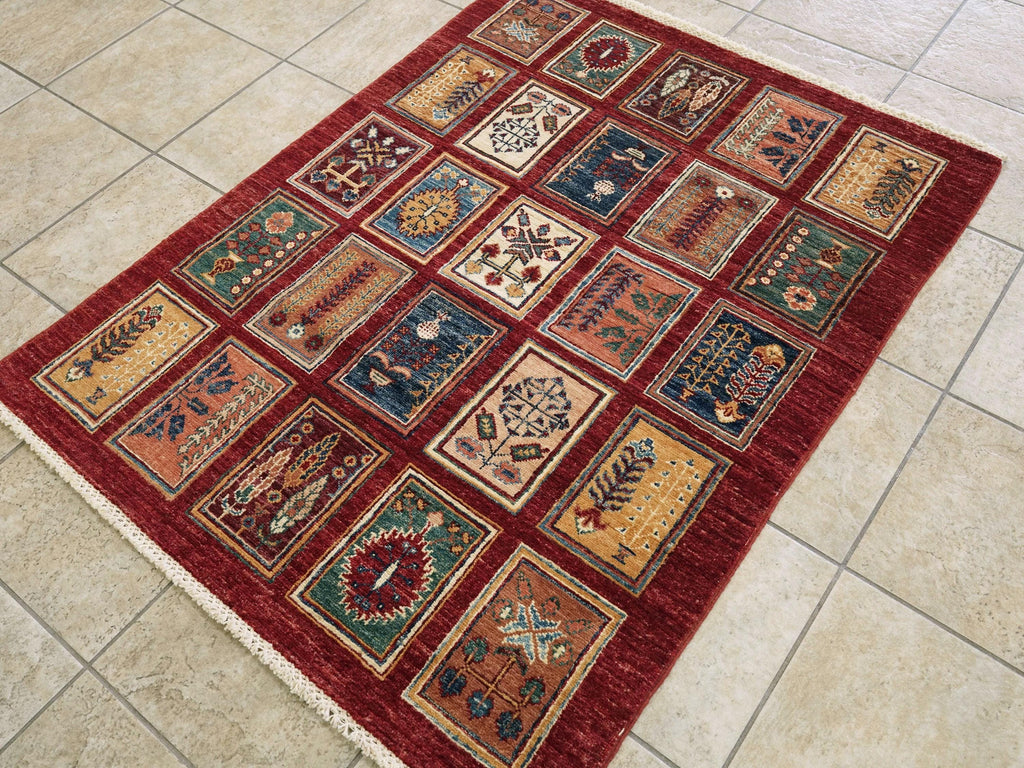 3x5 Ft Handmade Red Heriz Rug - Afghan Wool Rug