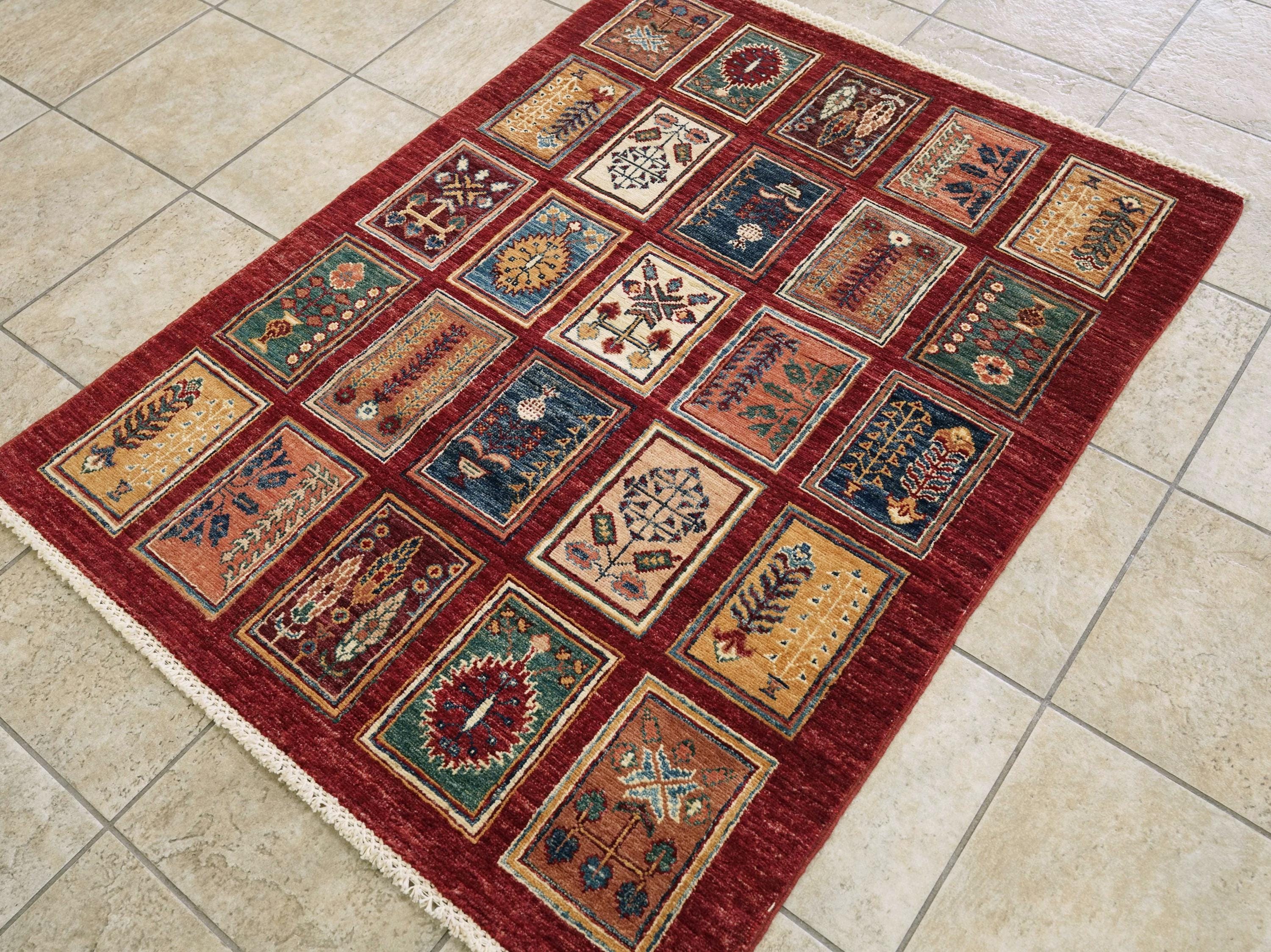 3x5 Ft Handmade Red Heriz Rug - Afghan Wool Rug