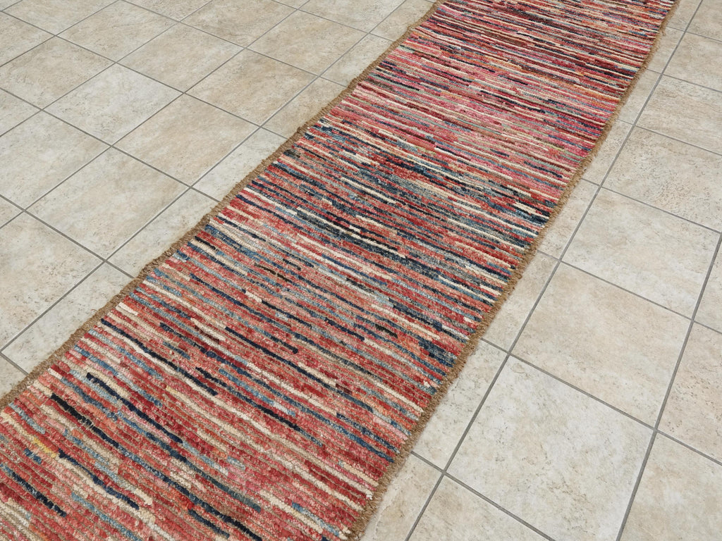 10 Ft Red Moroccan Runner Rug - Afghan Handmade Wool Rug