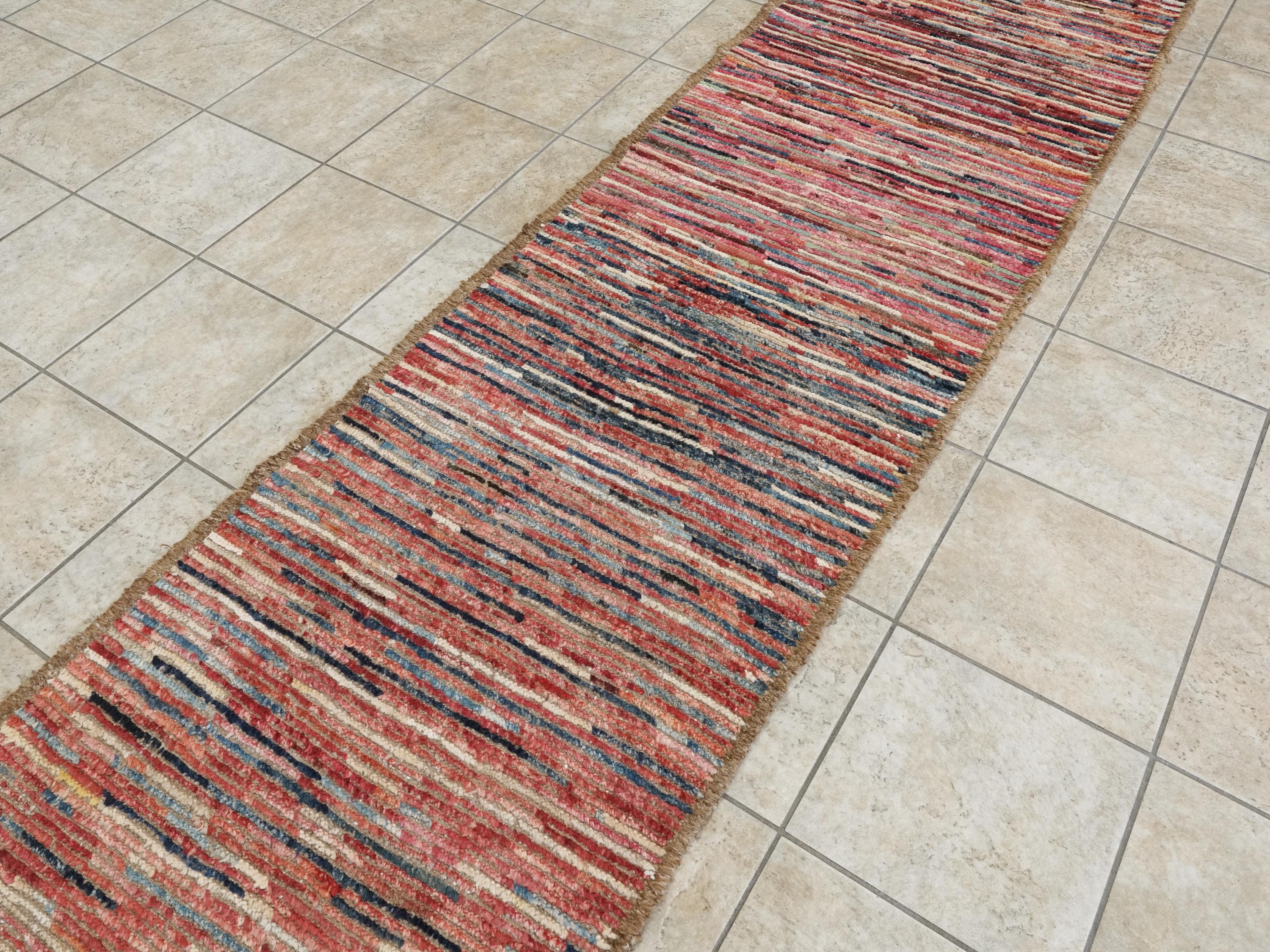 10 Ft Red Moroccan Runner Rug - Afghan Handmade Wool Rug