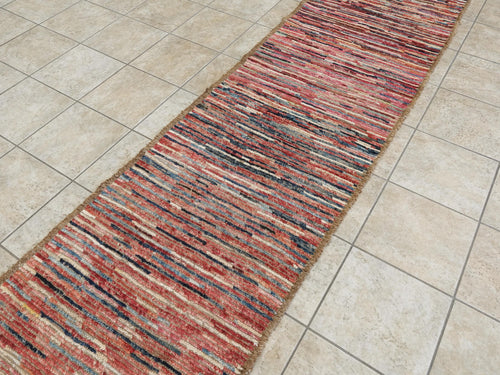 10 Ft Red Moroccan Runner Rug - Afghan Handmade Wool Rug