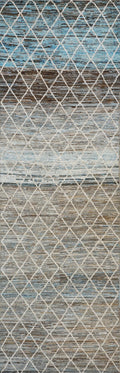 5x16 Ft Hand Knotted Afghan Wool - Coral Blue Moroccan Runner Rug