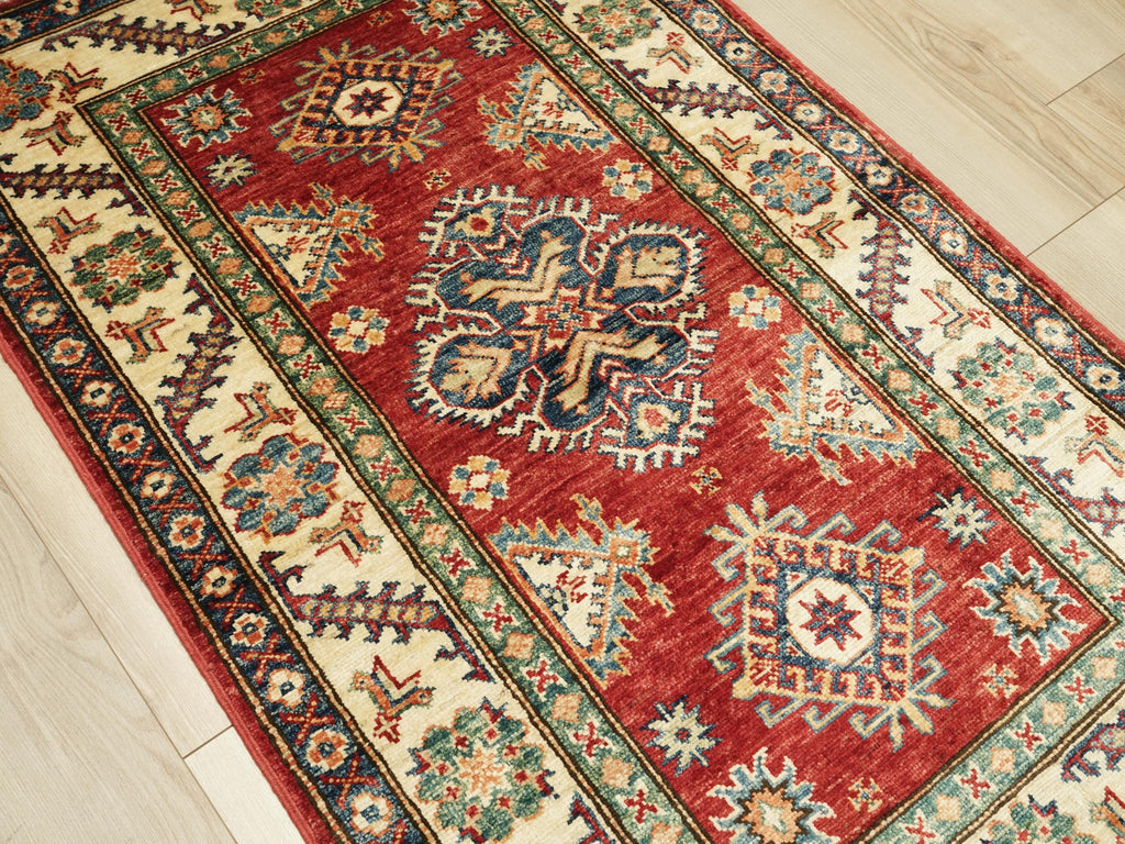3x4 Ft Red Kazak Rug - Handmade Afghan Wool Rug
