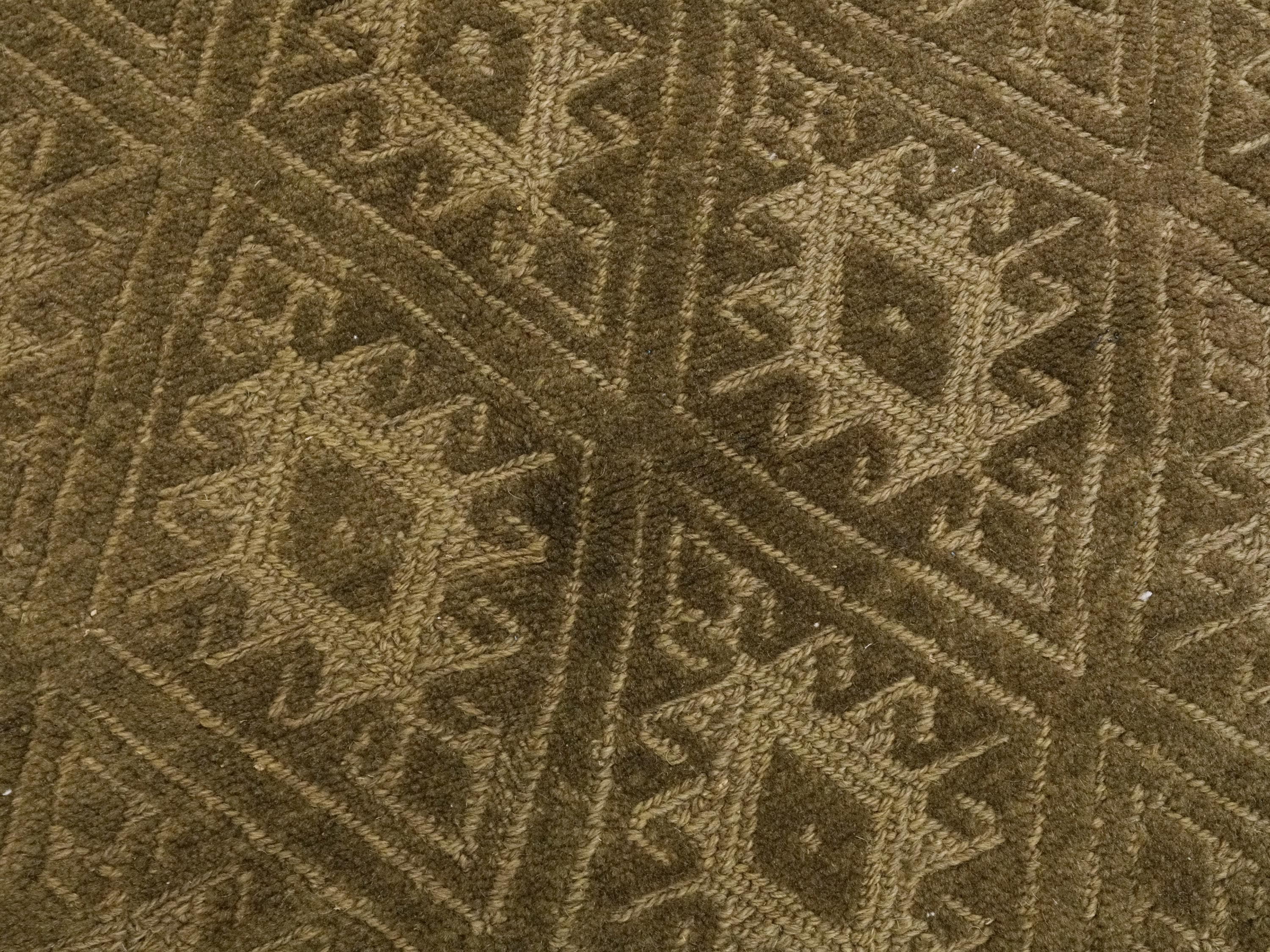 5x6 FT Vintage Green Tribal Kilim Rug - Hand Knotted Wool Area Rug