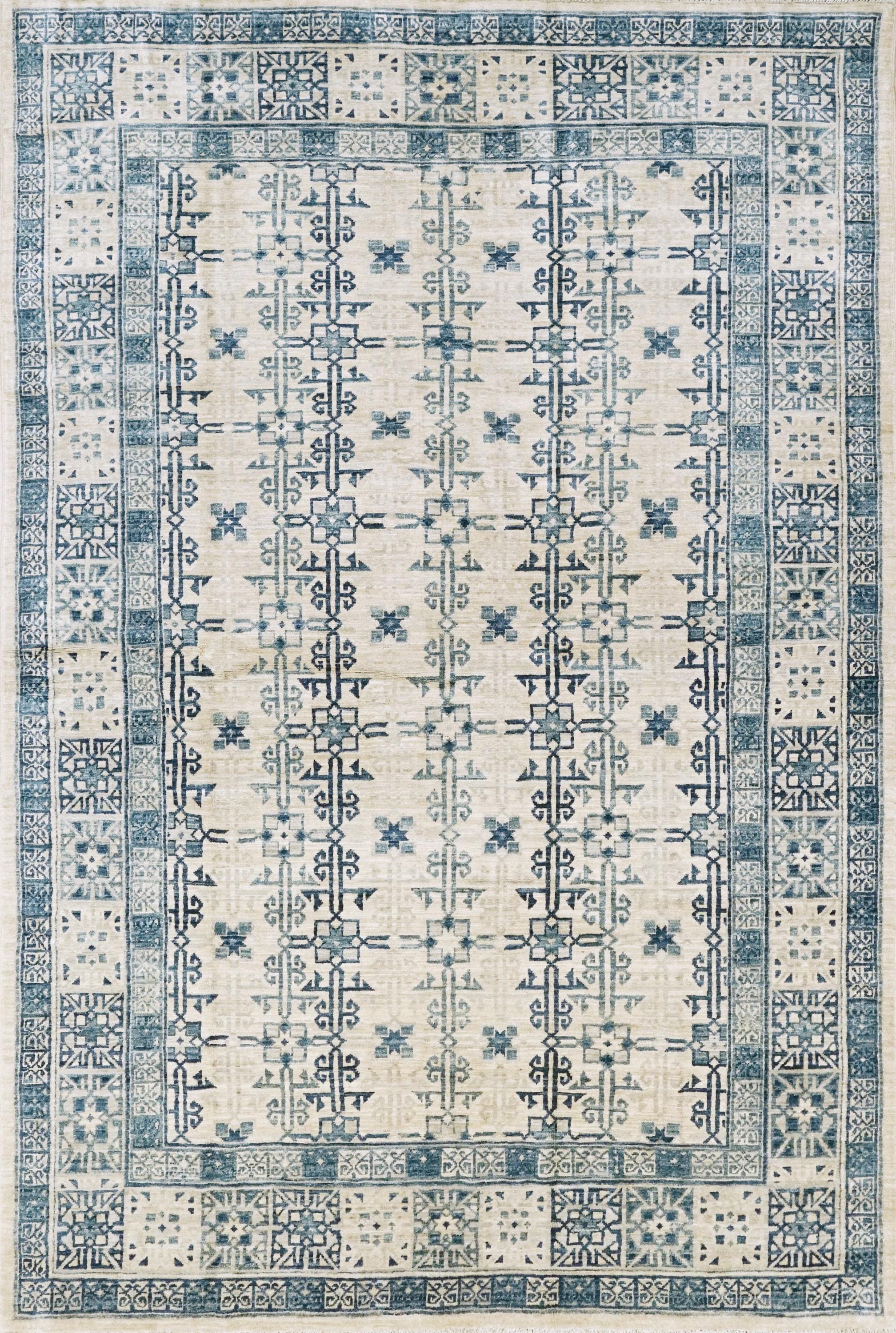 5x8 Ft Blue & White Heriz Rug - Hand Knotted Area Rug