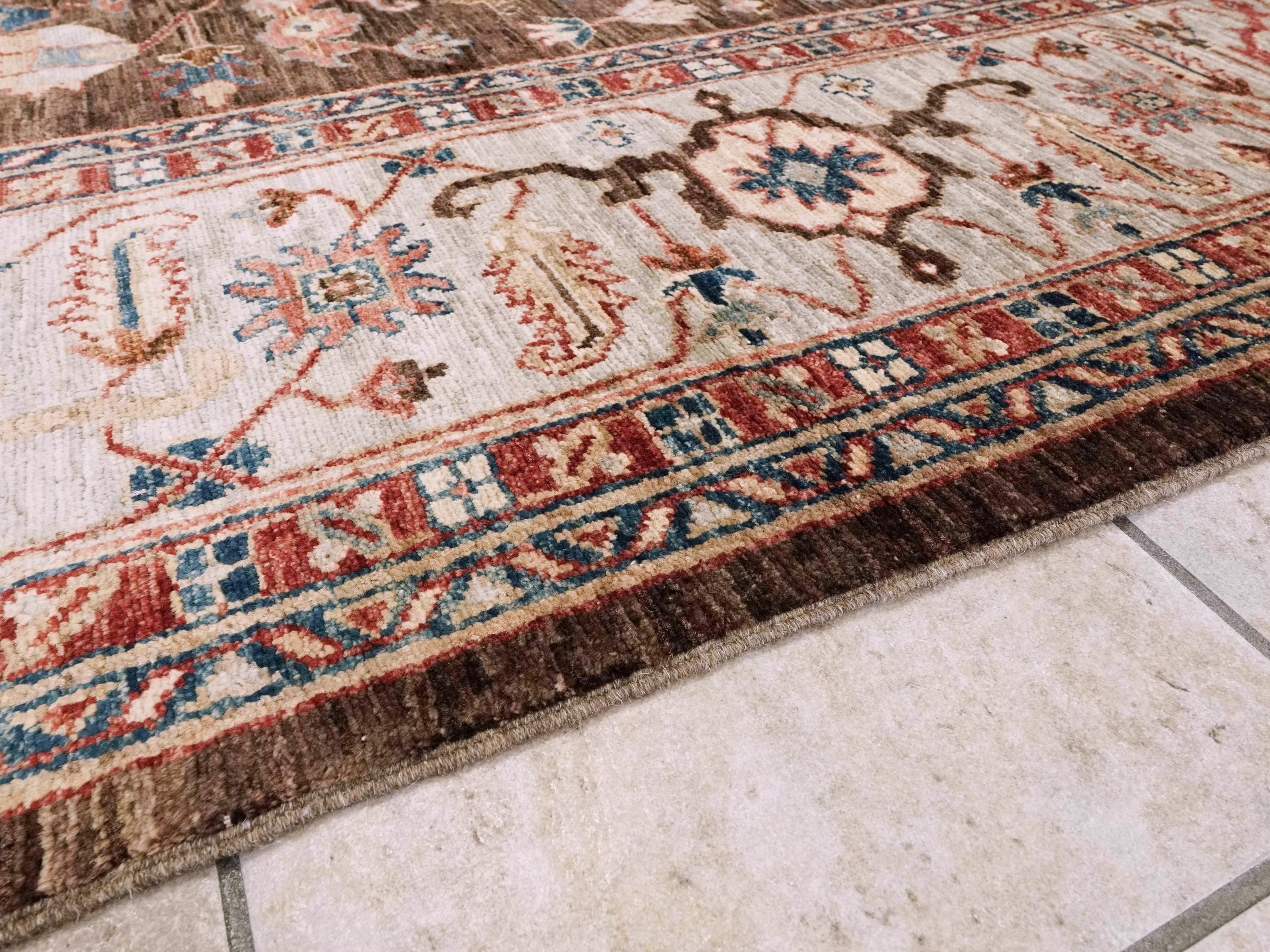 9x12 Ft Brown Serapi Rug - Afghan Oriental Area Rug - Persian Design