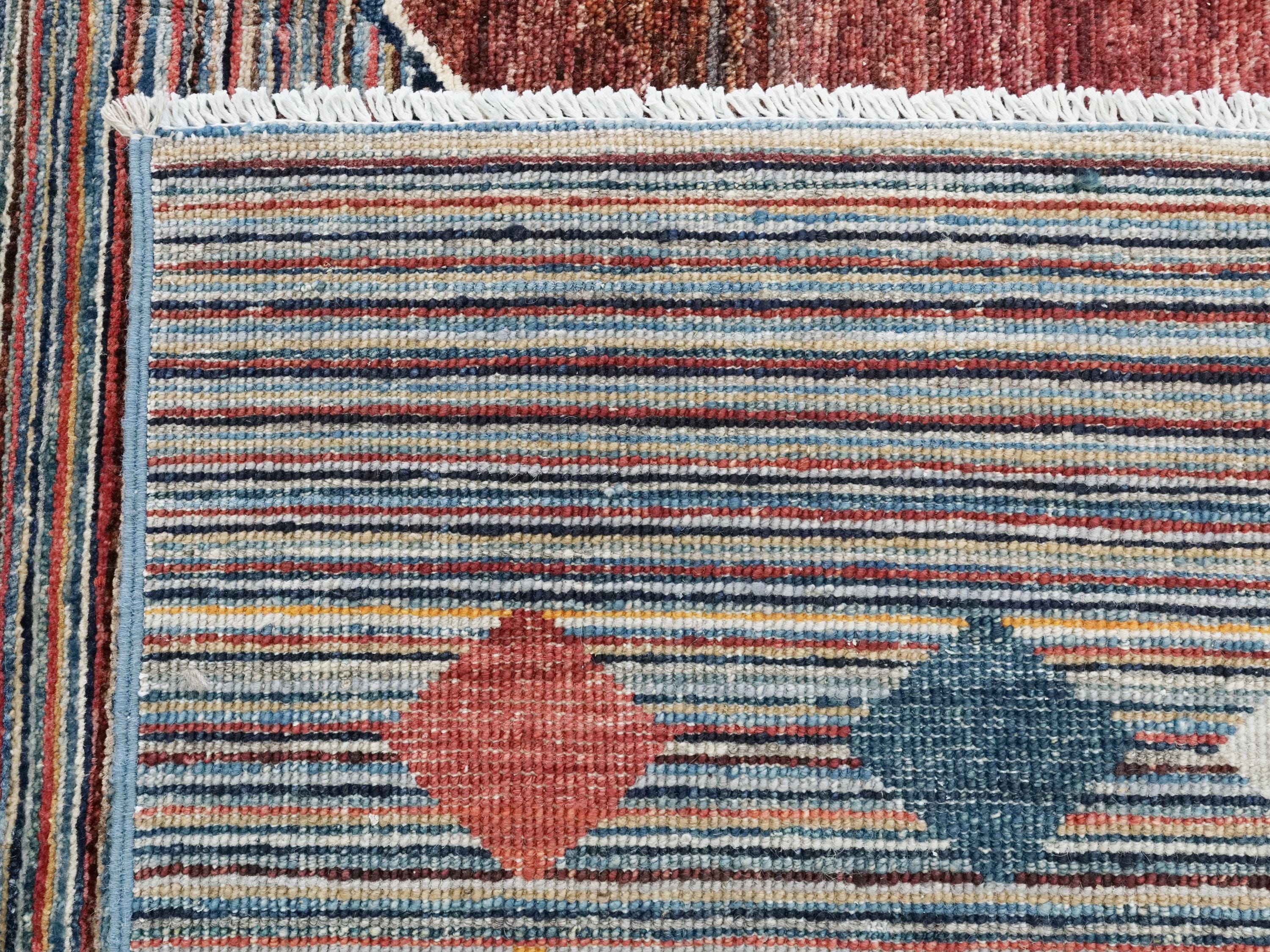 7x10 Multicolor Gabbeh Rug - Afghan Wool Tribal Rug