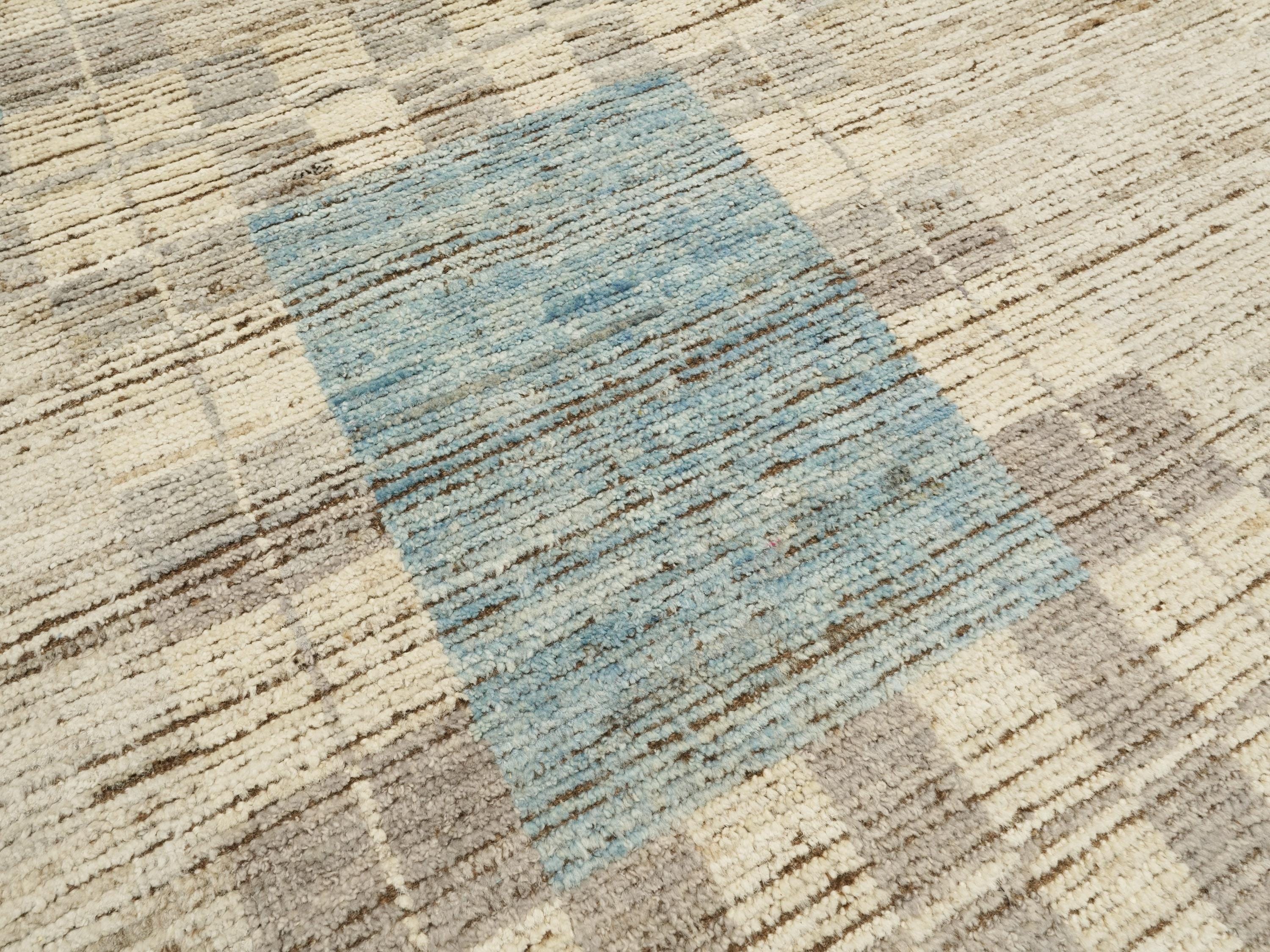9x12 Ft Blue Moroccan Wool Rug - Hand Knotted Area Rug