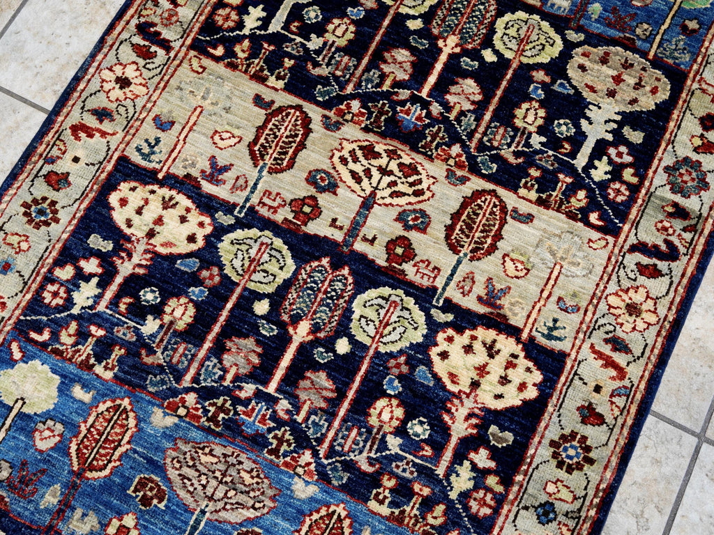 10 Ft Blue Bidjar Runner Rug - Hand Knotted Hallway Rug - Persian Design