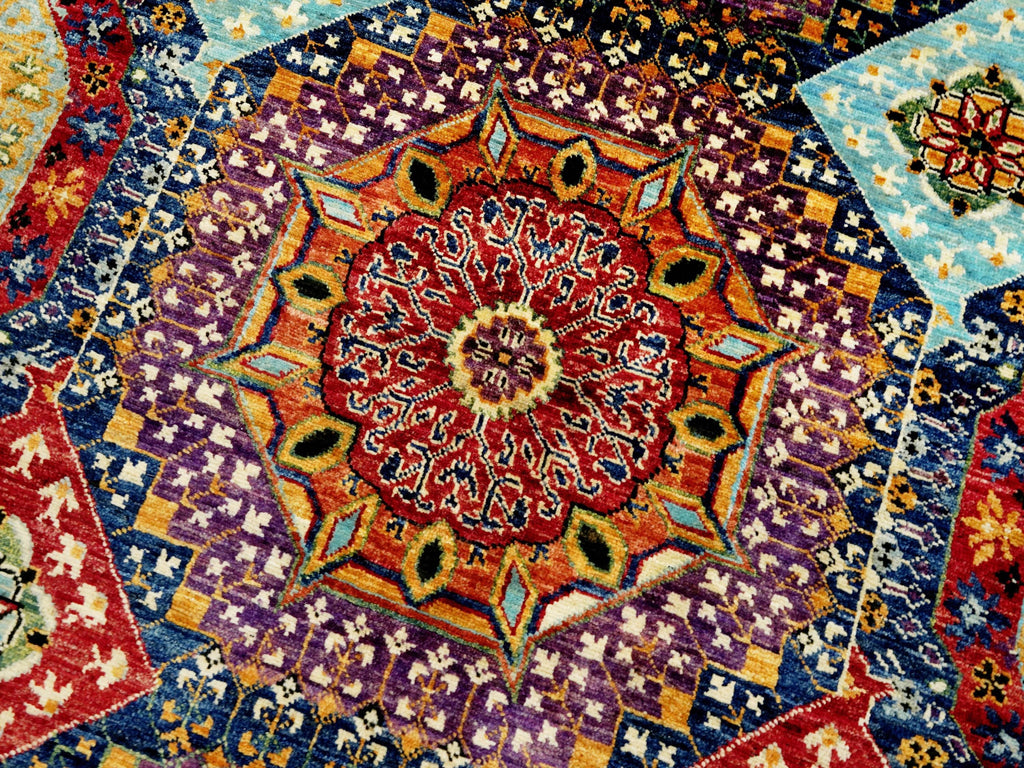7x10 Ft Colorful Mamluk Rug - Hand Knotted Afghan Rug