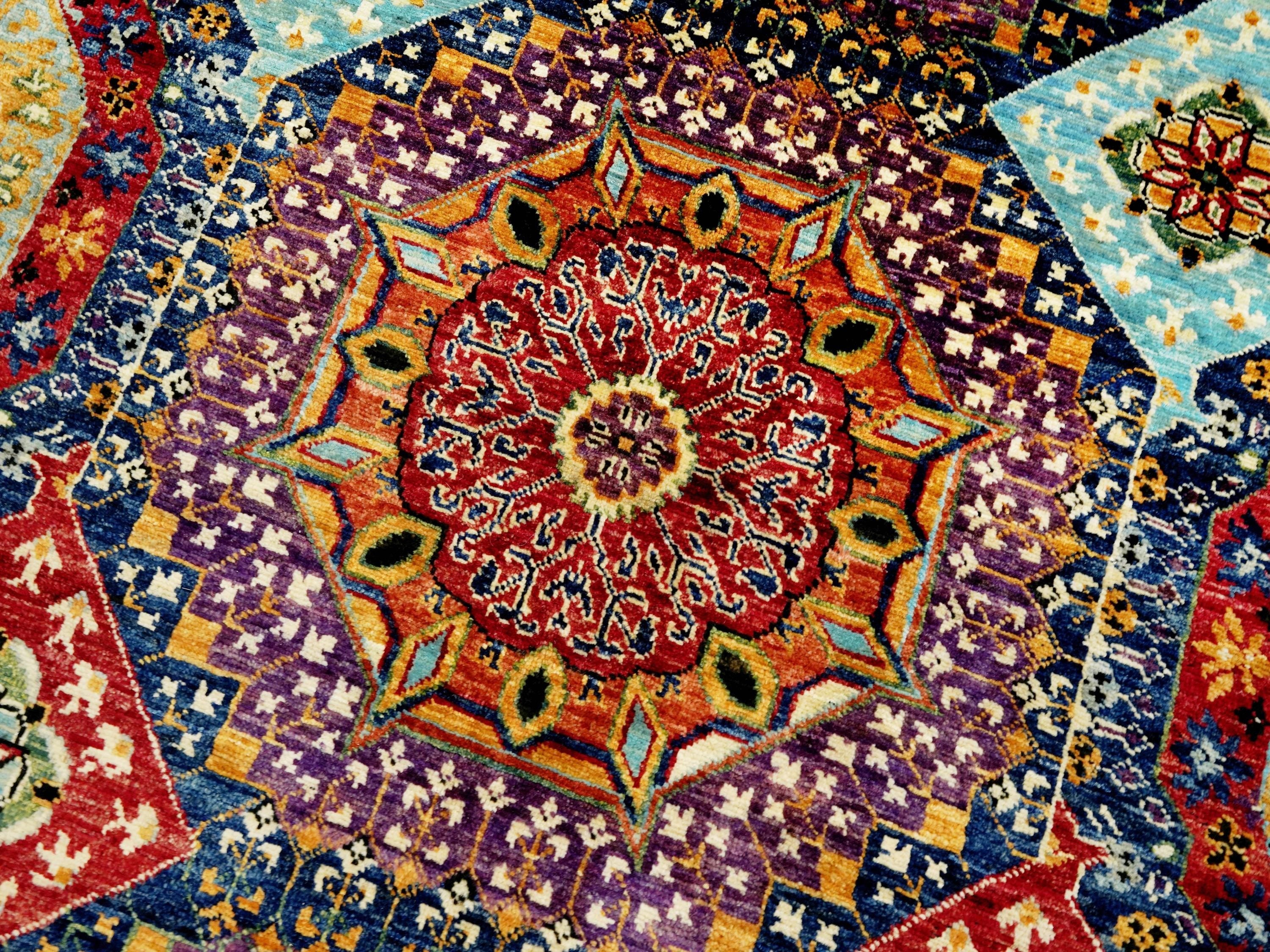 7x10 Ft Colorful Mamluk Rug - Hand Knotted Afghan Rug