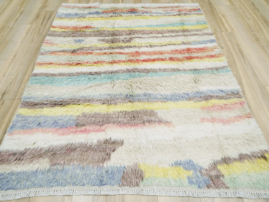 5x6 Multicolor Moroccan Rug - Hand Knotted Wool Area Rug