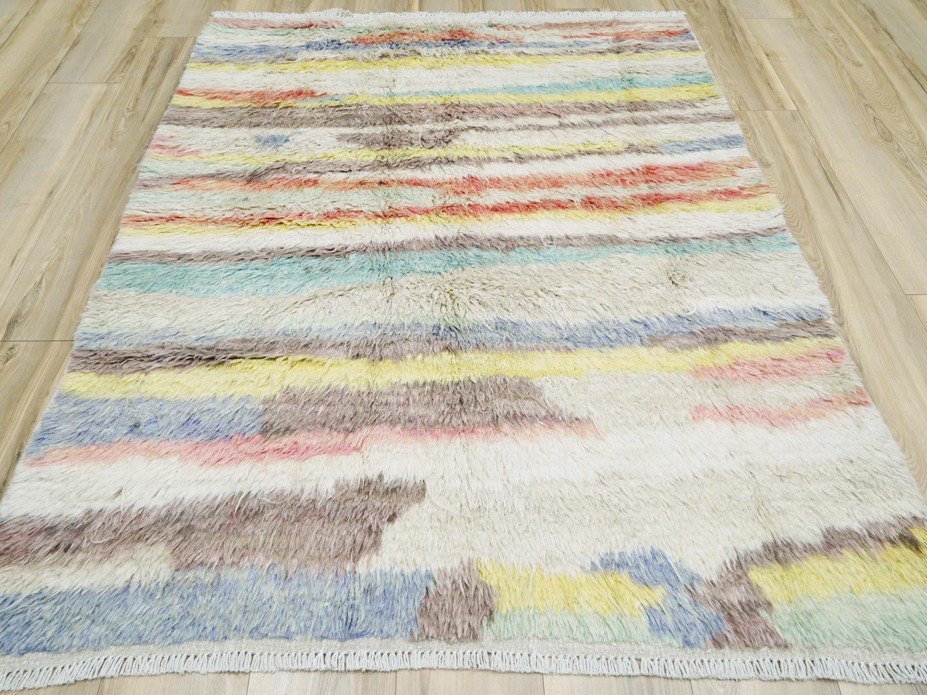 5x6 Multicolor Moroccan Rug - Hand Knotted Wool Area Rug