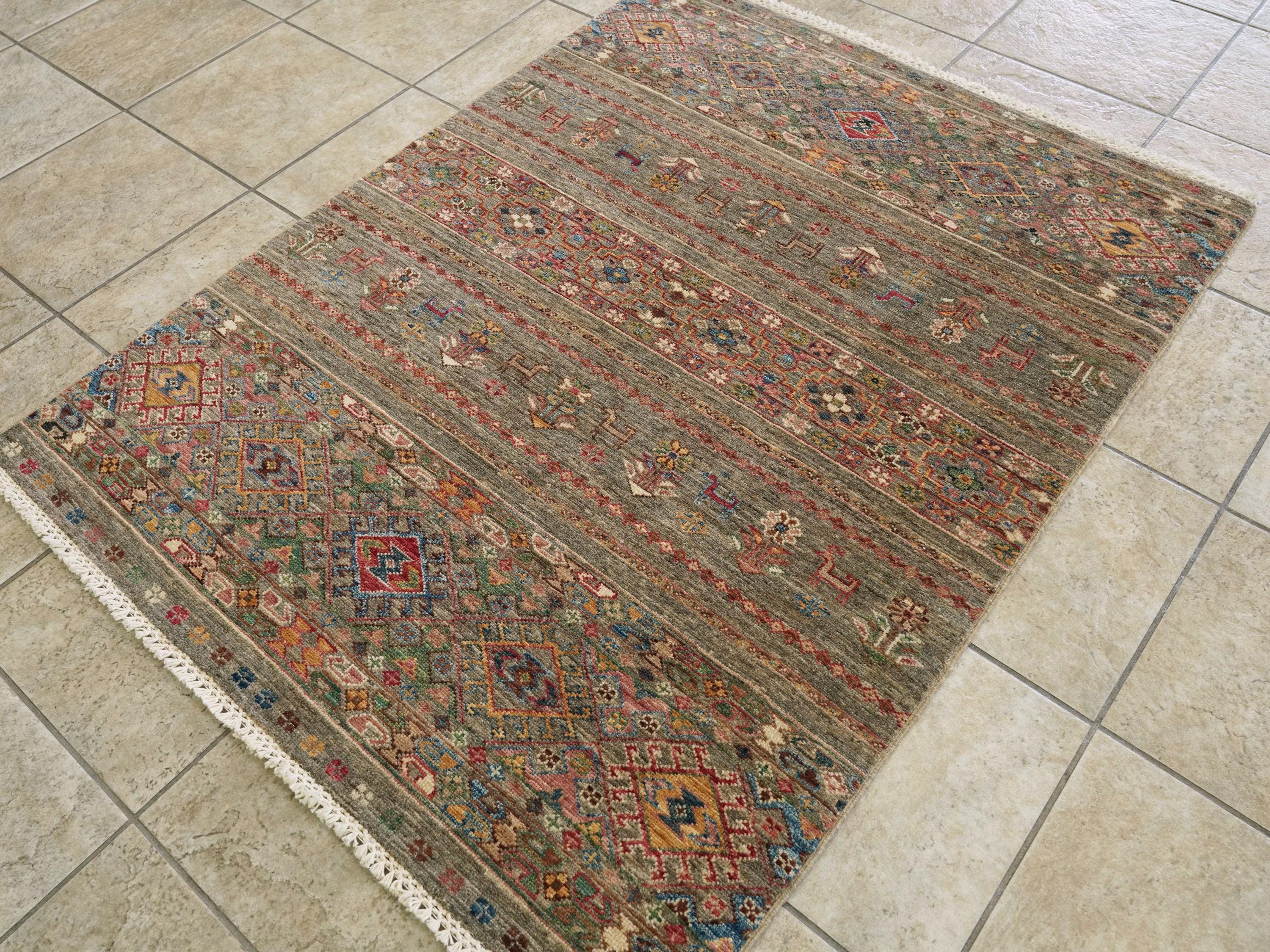 3x5 Ft Hand Knotted Brown Khorjin Rug - Oriental Area Rug