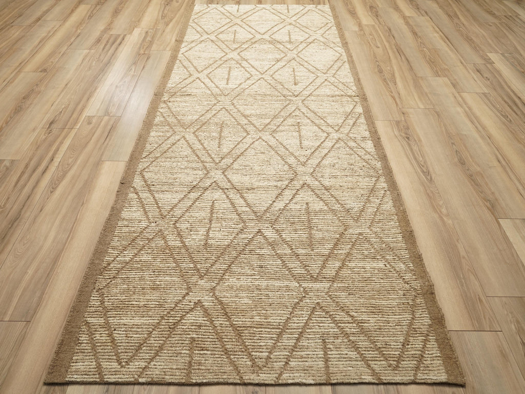 10 Ft Beige Moroccan Runner Rug - Afghan Handmade Hallway Rug