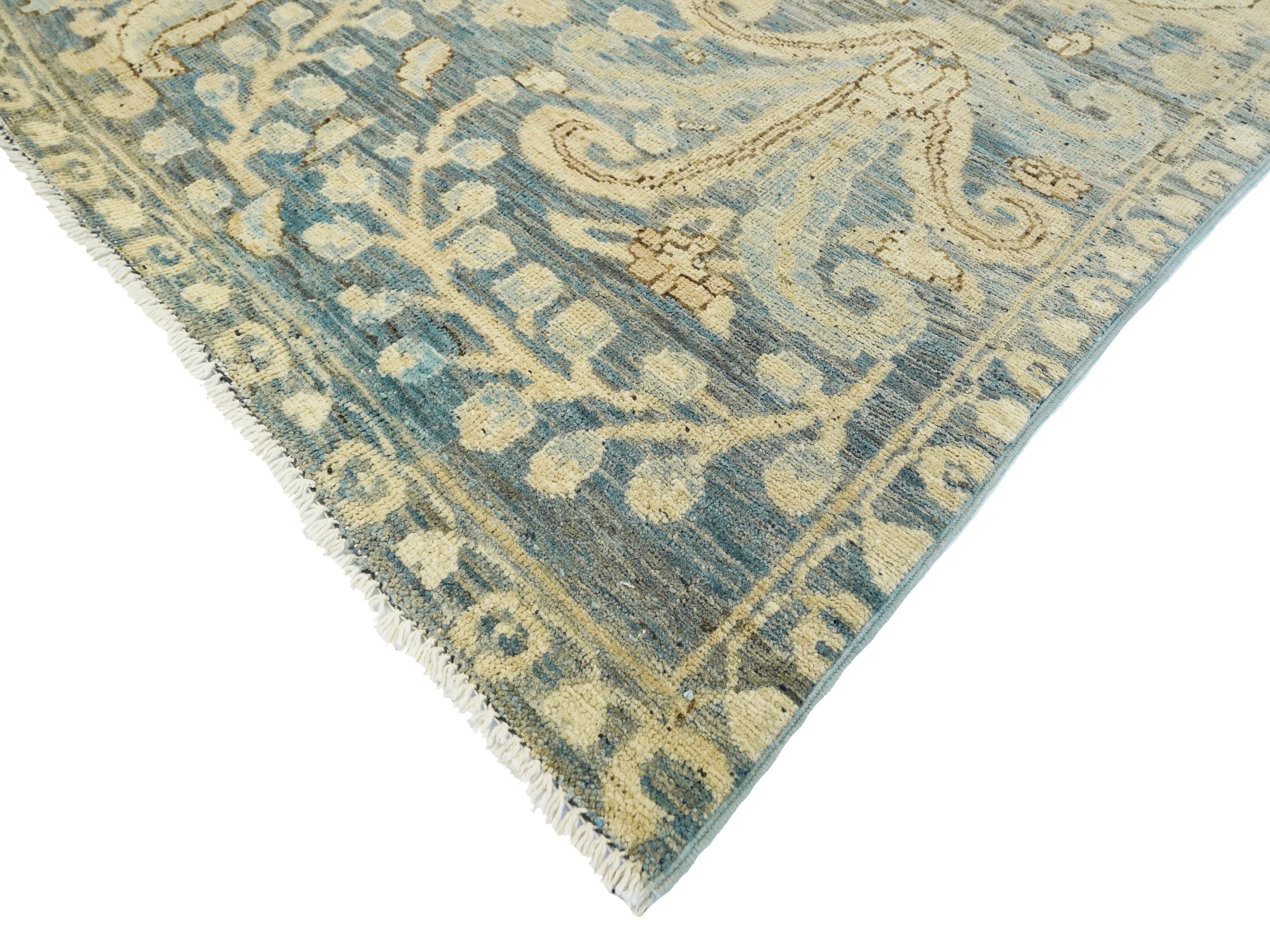 9x11 Ft Blue Serapi Rug - Hand Knotted Antique Rug - Persian Design