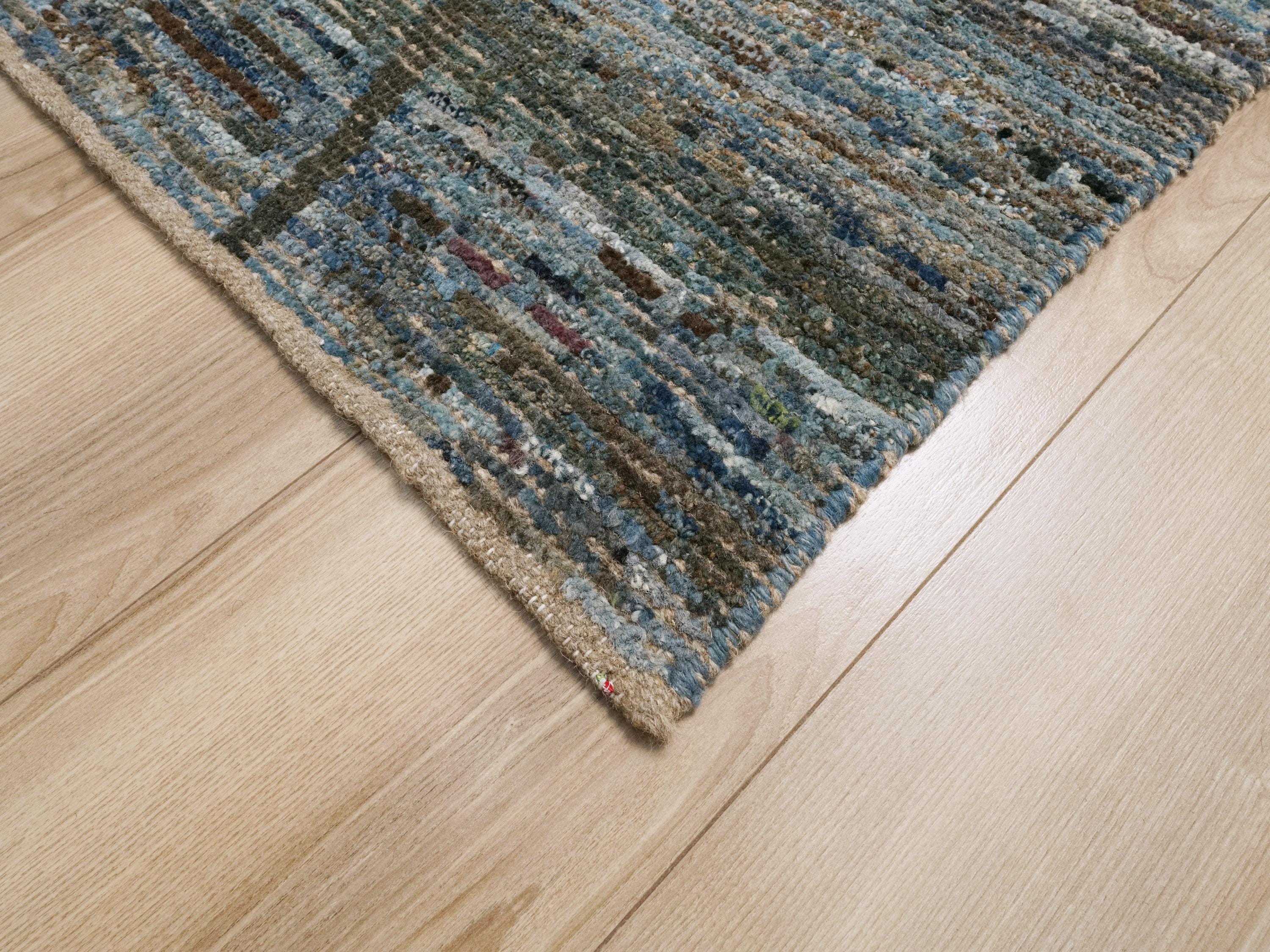 6x9 Ft Blue Moroccan Rug - Afghan Handmade Area Rug