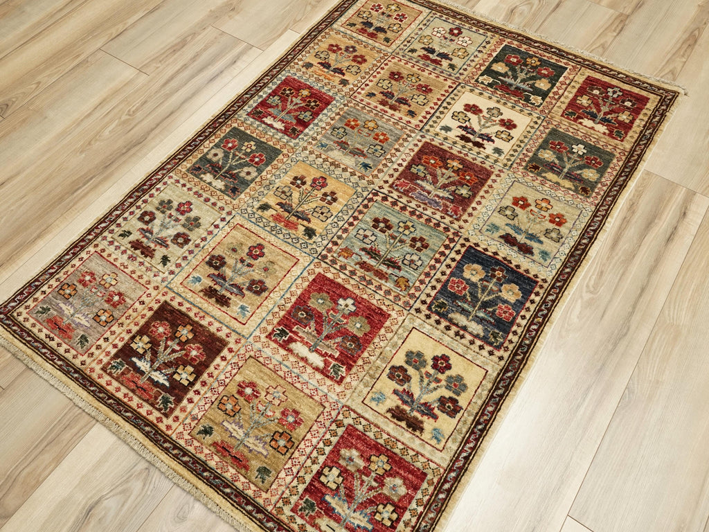 3x5 Ft Beige Heriz Rug - Afghan Wool Rug - Garden Design