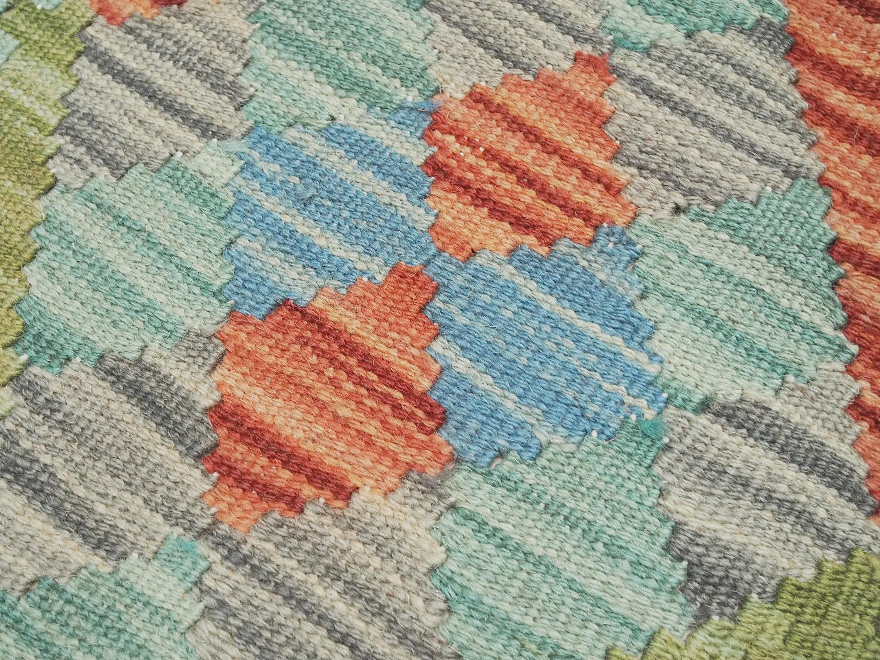 5x8 Ft Ghazni Wool Kilim Rug - Colorful Flat Weave Tribal Design