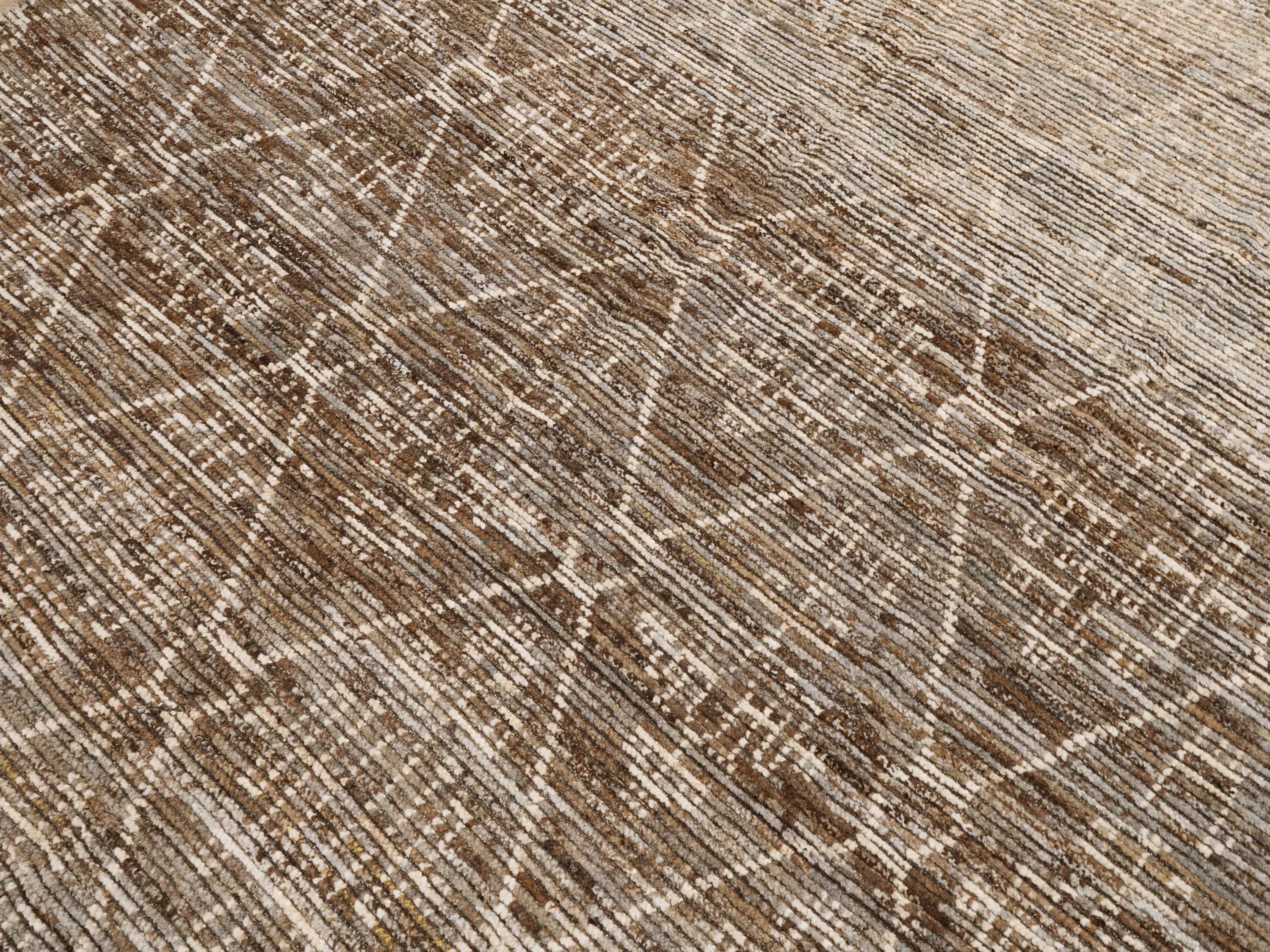 7x10 Ft Brown Moroccan Rug - Hand Knotted Area Rug