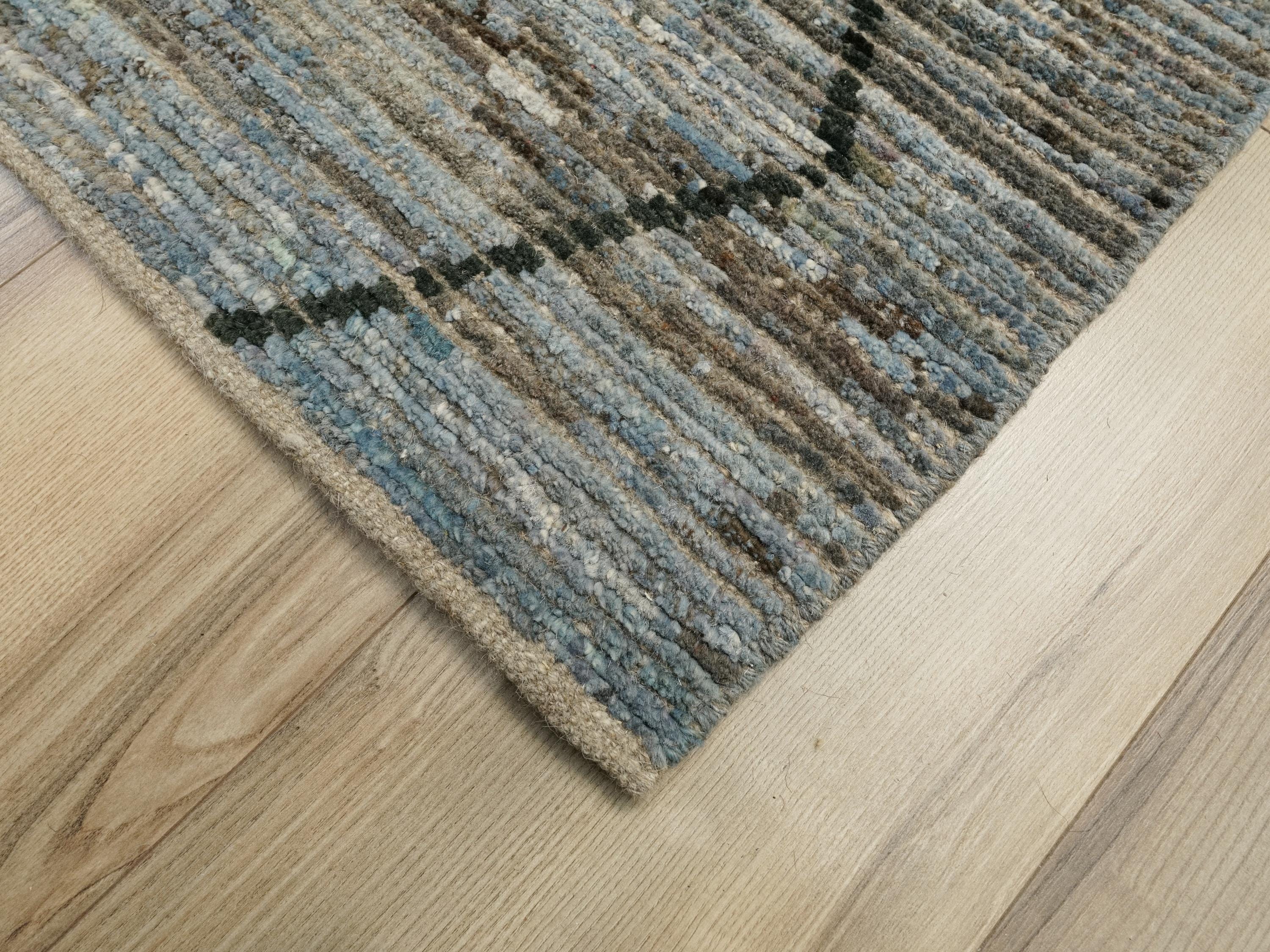 10 Ft Blue Moroccan Runner Rug - Afghan Wool Hallway Rug