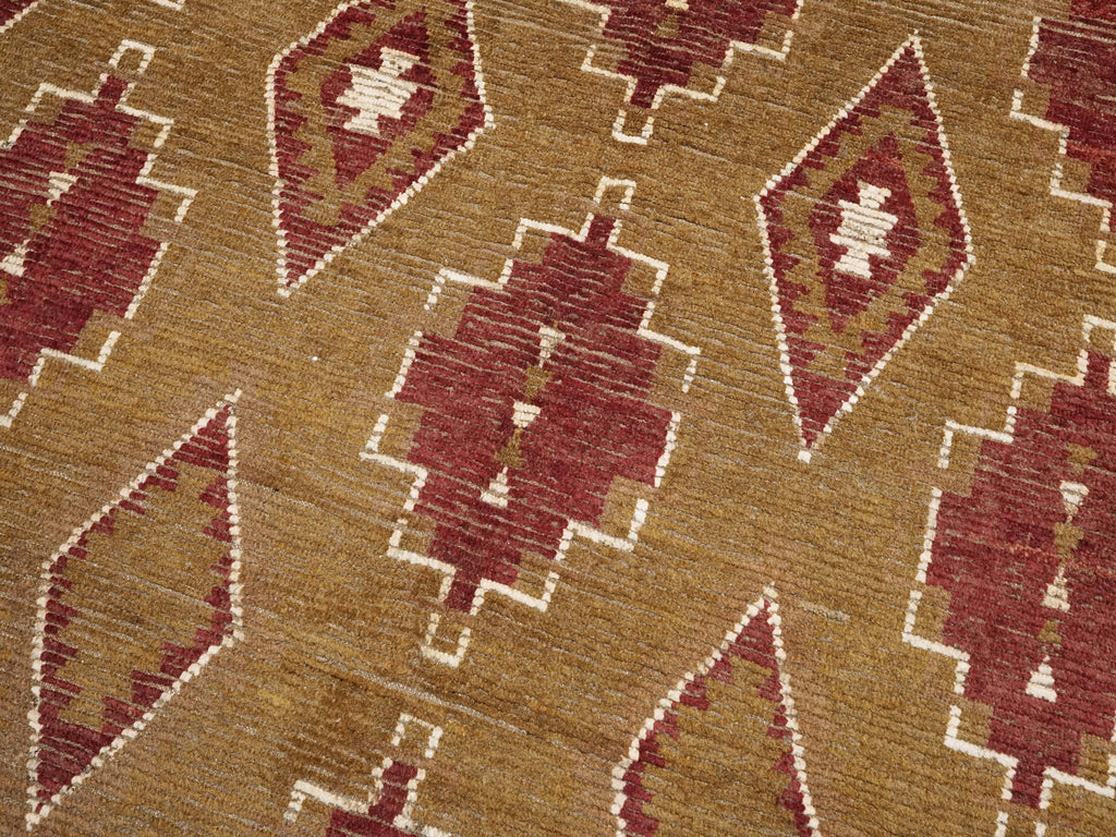 6x9 Ft Brown & Red Moroccan Rug - Handmade Afghan Rug - Tribal Design