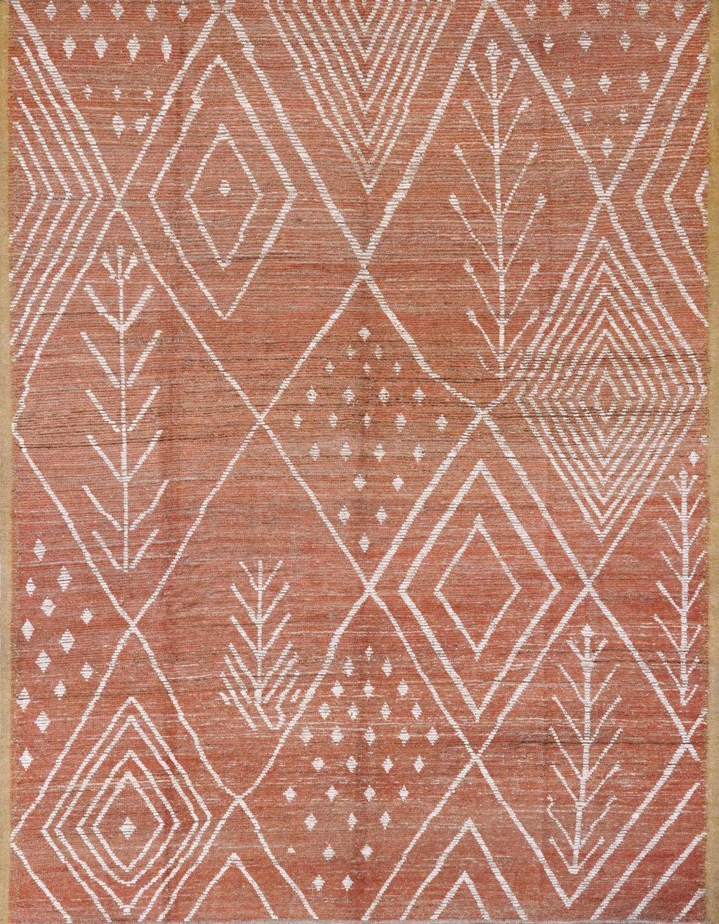 9x12 Ft Red Moroccan Rug - Hand Knotted Area Rug - Tribal Design