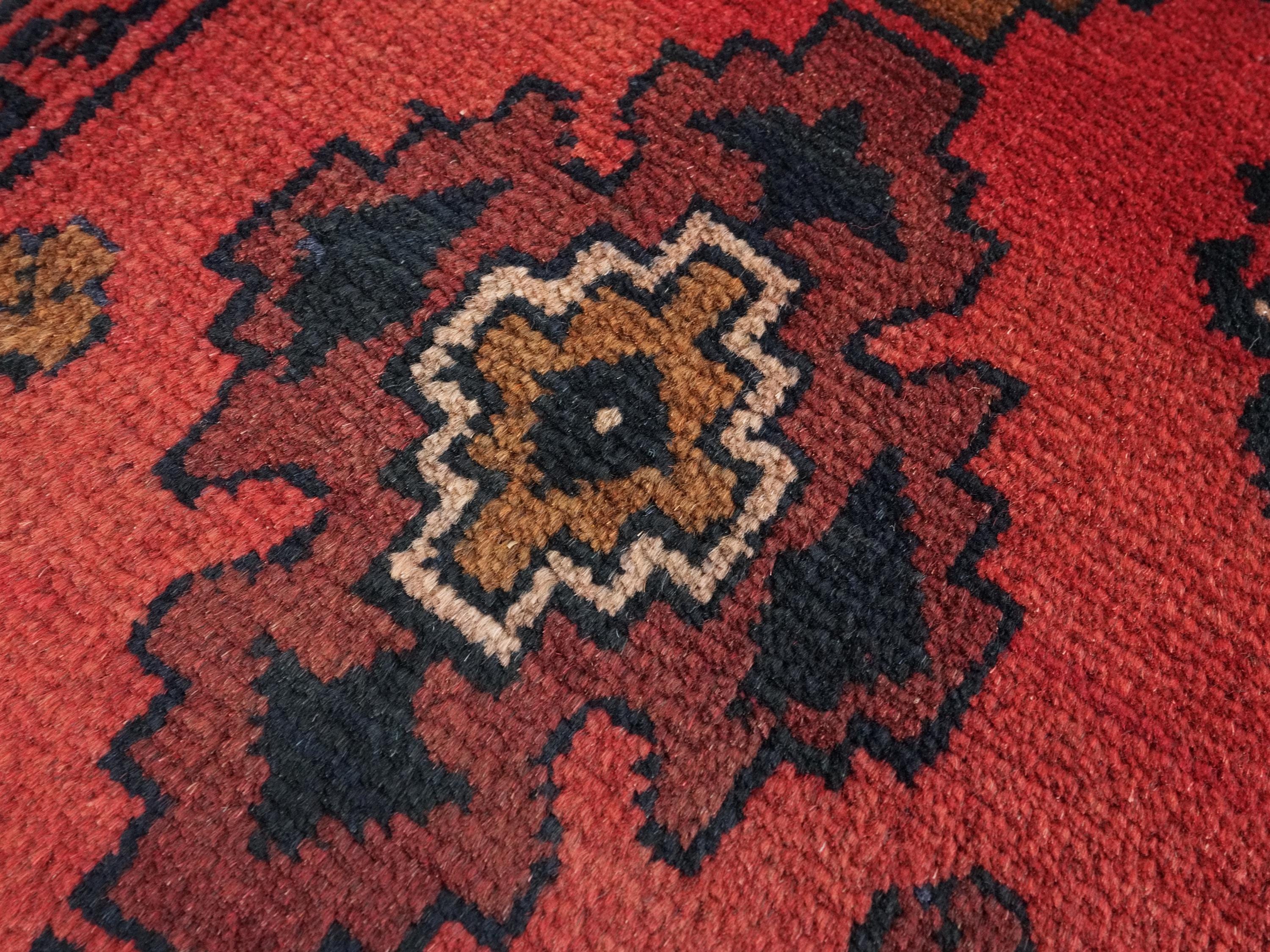 1x2 Ft Red Khal Mohammadi Rug - Hand Knotted Wool Rug