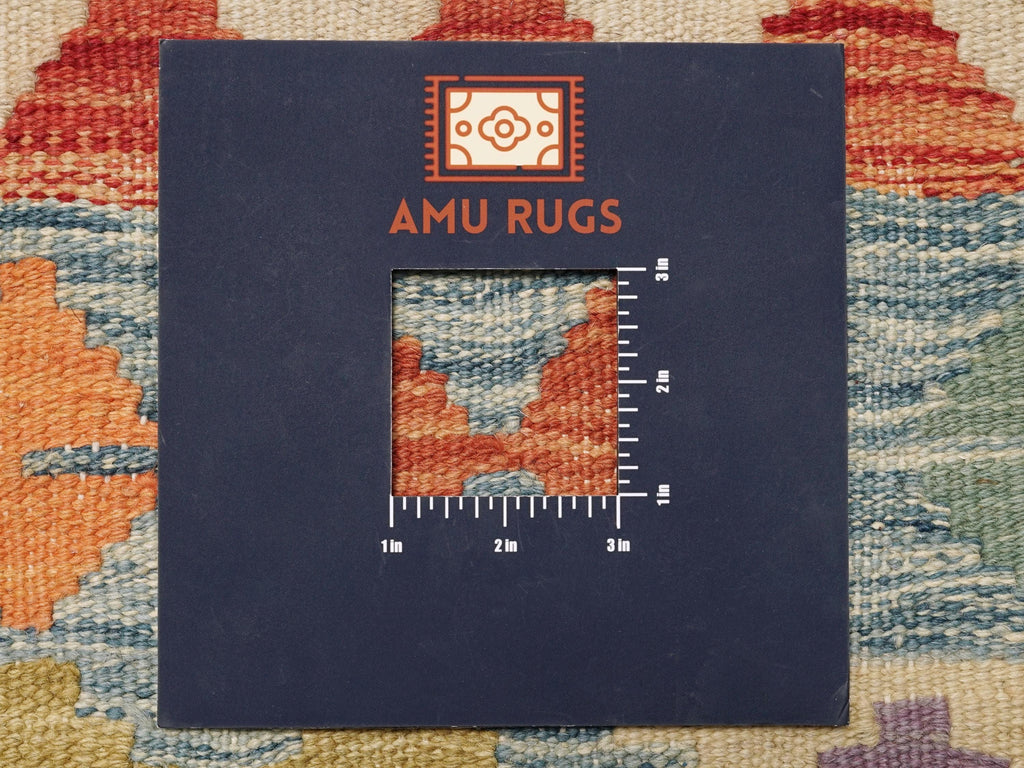 5x6 Ft Orange Kilim Rug - Afghan Flat Weave