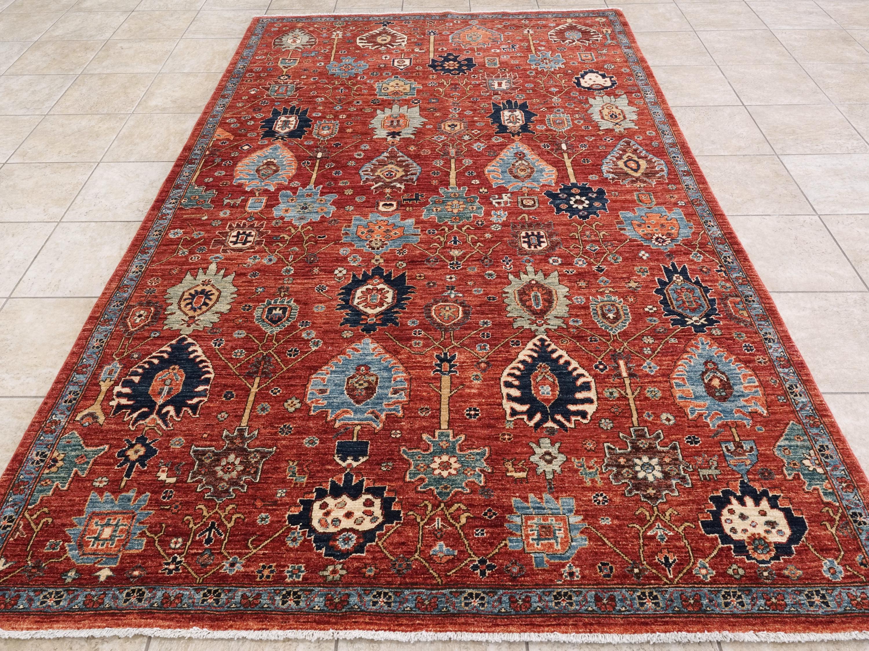 6x9 Ft Red Bidjar Rug - Hand Knotted Oriental Area Rug