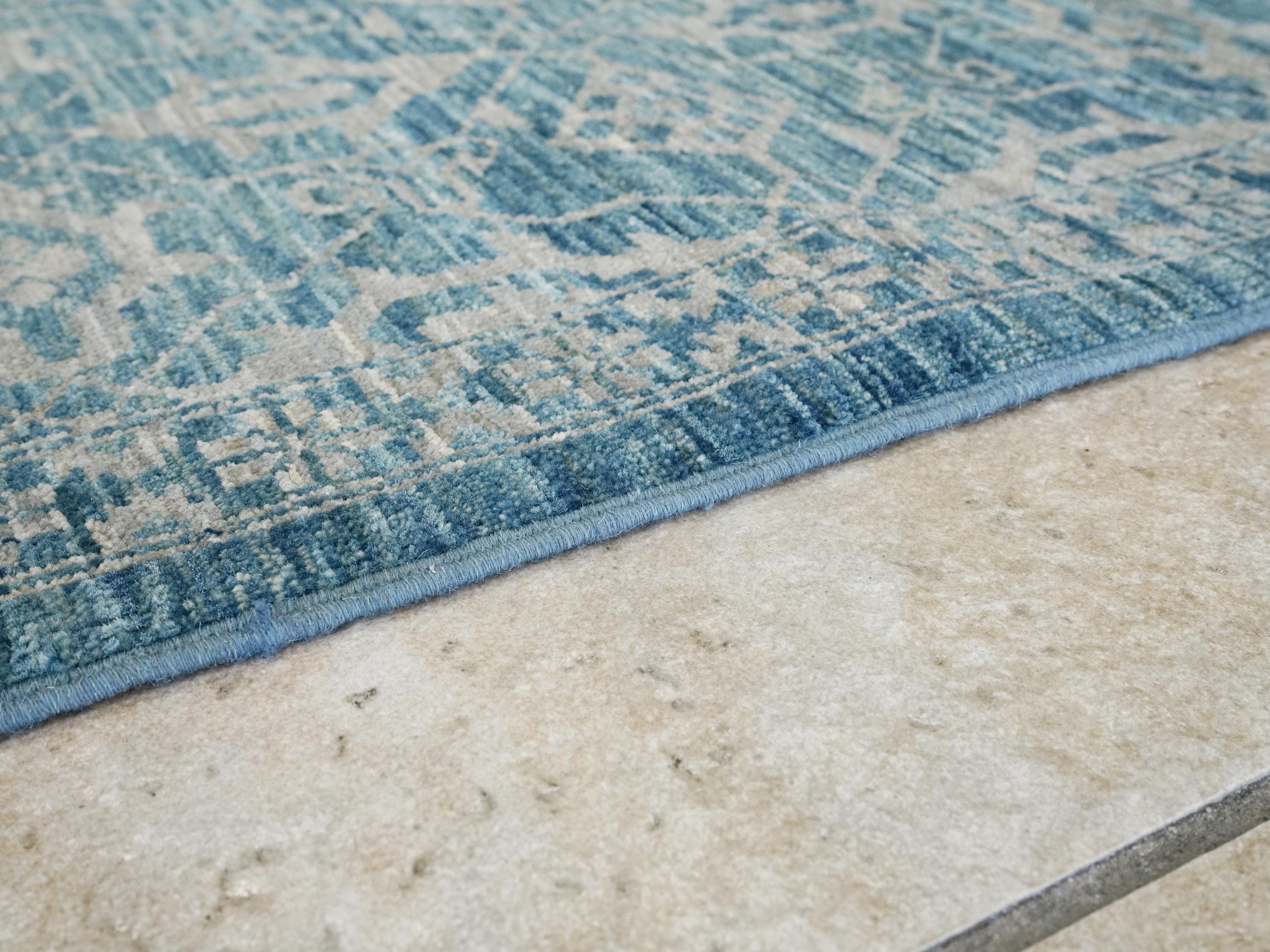 6x9 Ft Blue Heriz Rug - Hand Knotted Area Rug - Persian Design