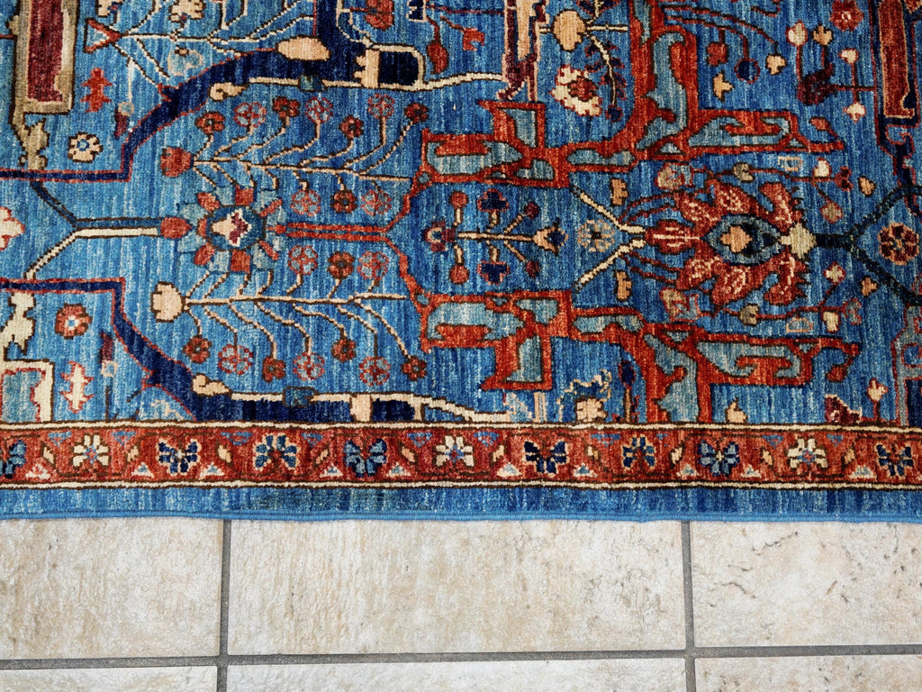 5x7 Ft Blue Serapi Rug - Hand Knotted Oriental Rug - Persian Design
