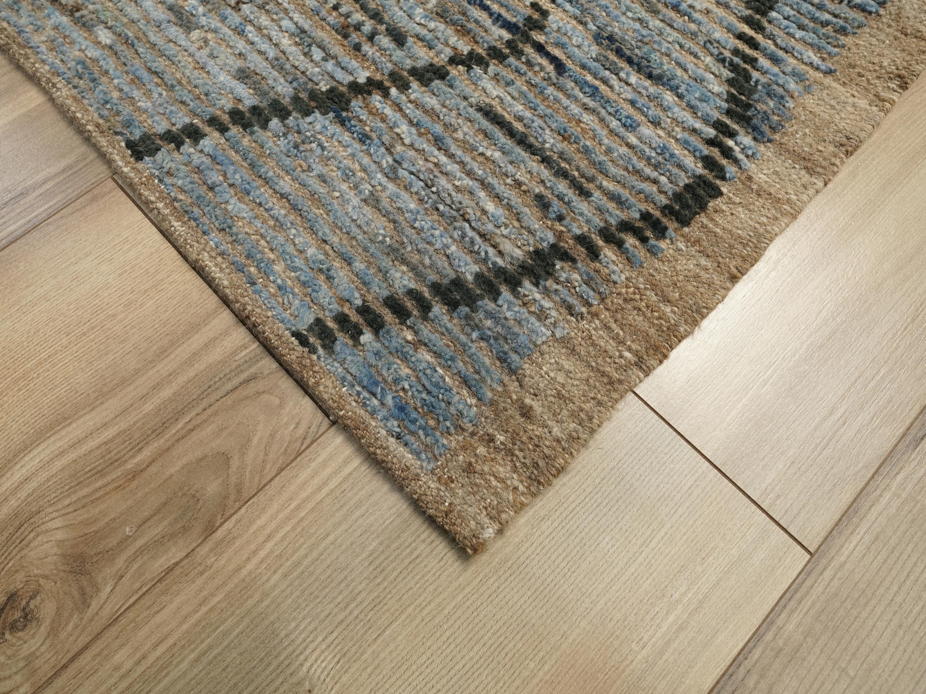 10 Ft Blue Moroccan Runner Rug - Afghan Handmade Wool Rug