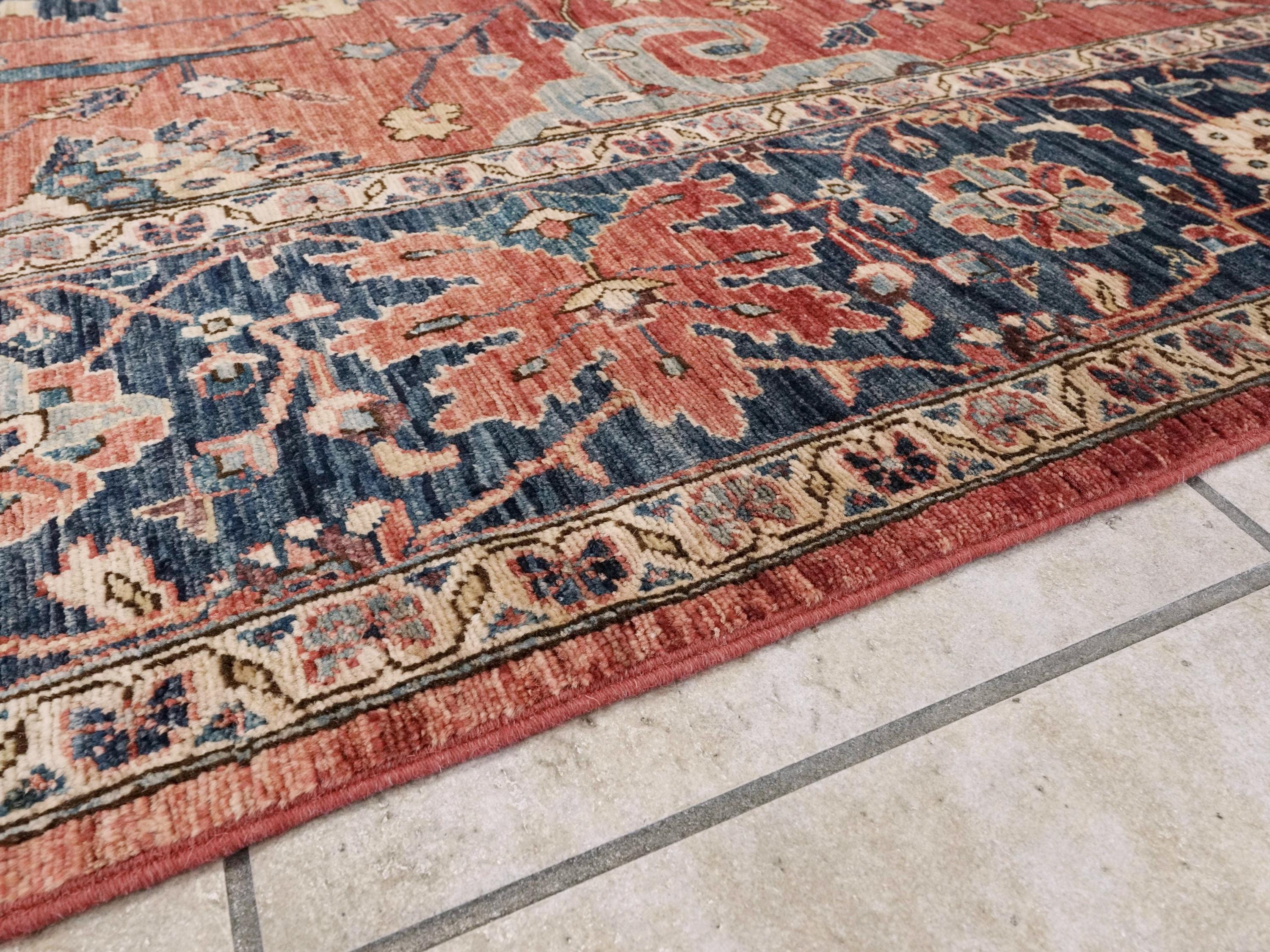 9x13 Ft Hand Knotted Serapi Rug – Red Oriental Ghazni Wool Rug